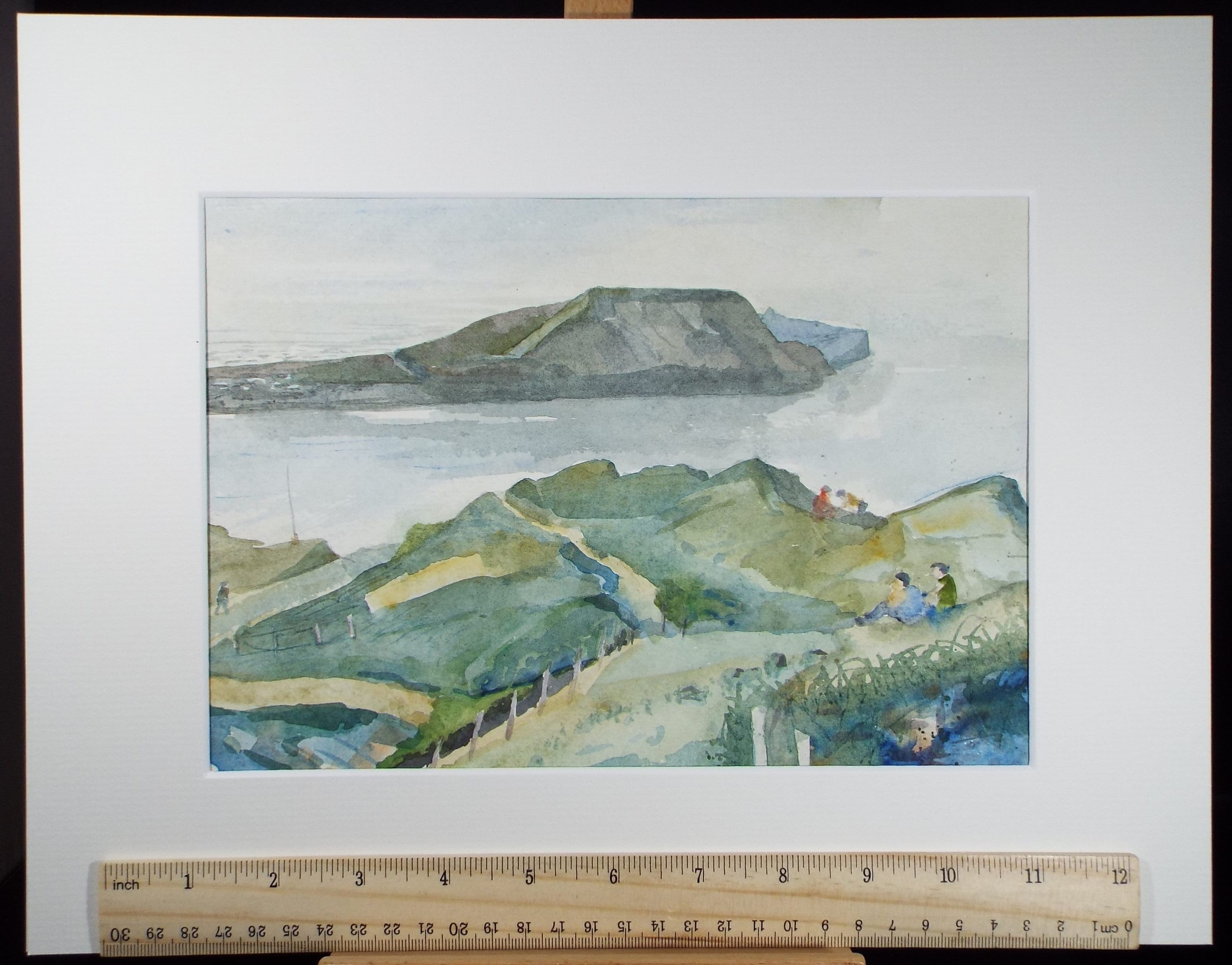 Original Watercolour on Paper, 'The Coast with figures', Leslie Duxbury ARCA (1921-2001), Circa 1950's
