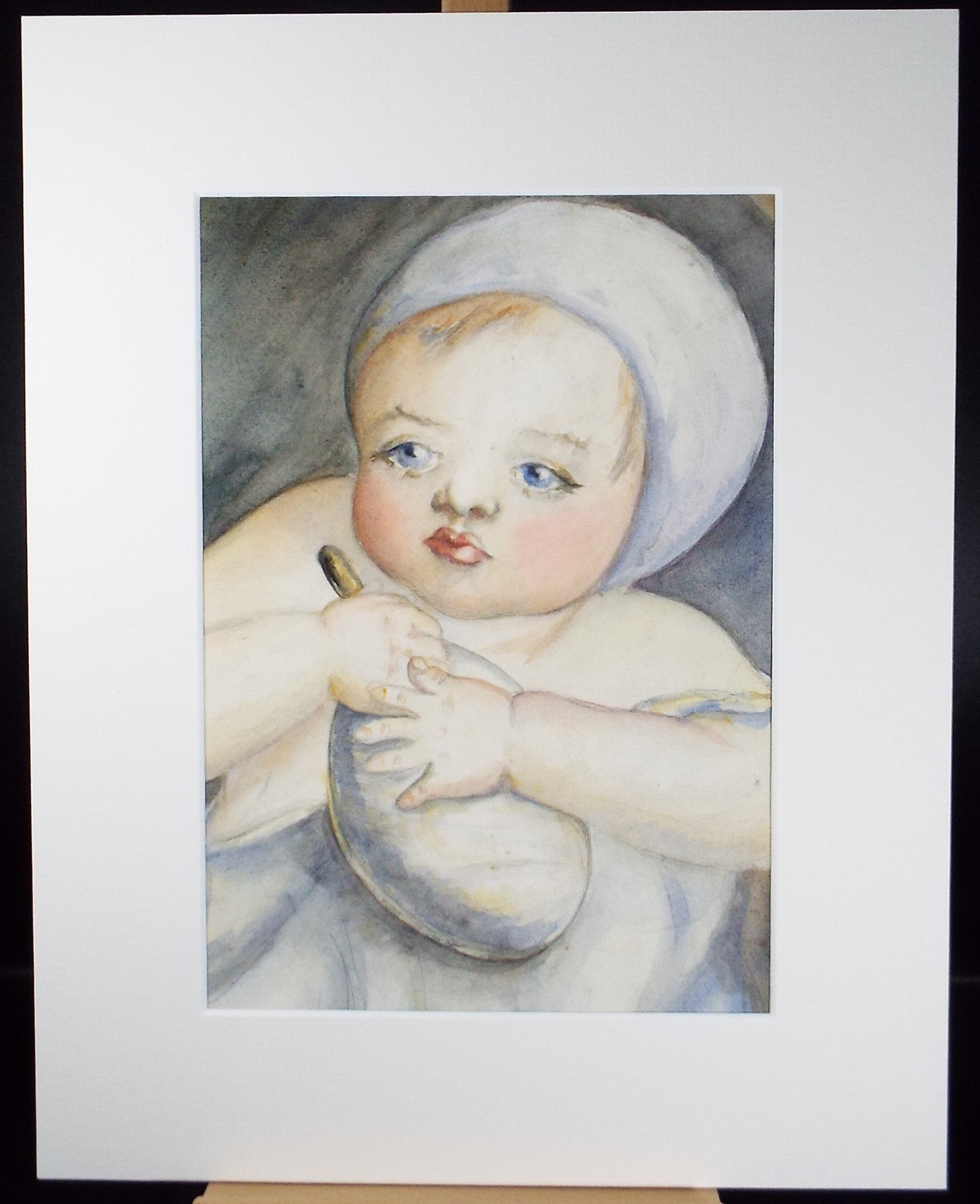 Original Watercolour on Paper, 'Portrait of a Baby', Lucie Cole-Hamilton (20th Century, British), circa 1915