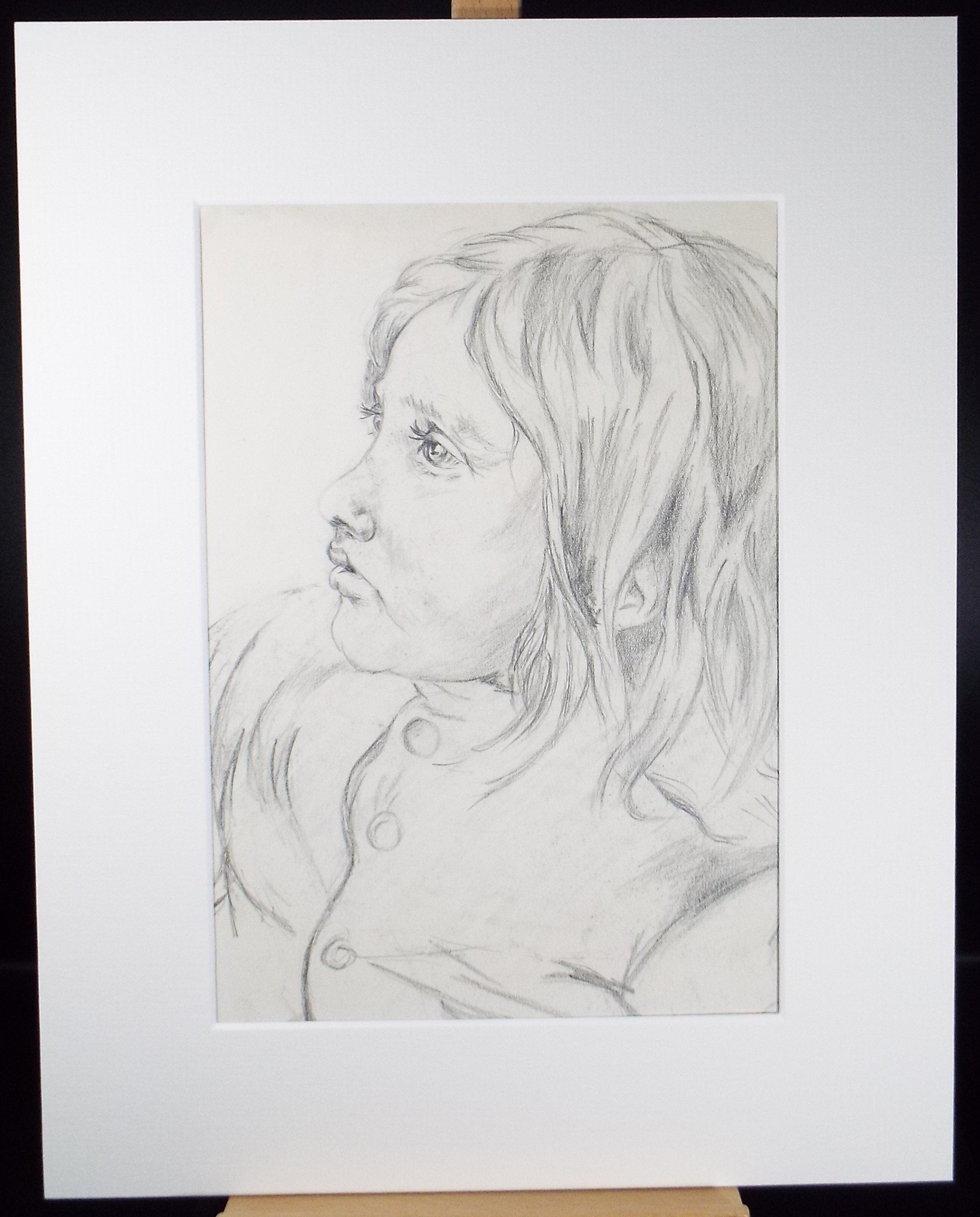 Original Pencil on Paper, 'Portrait of a Girl', Lucie Cole-Hamilton (20th Century, British), circa 1915
