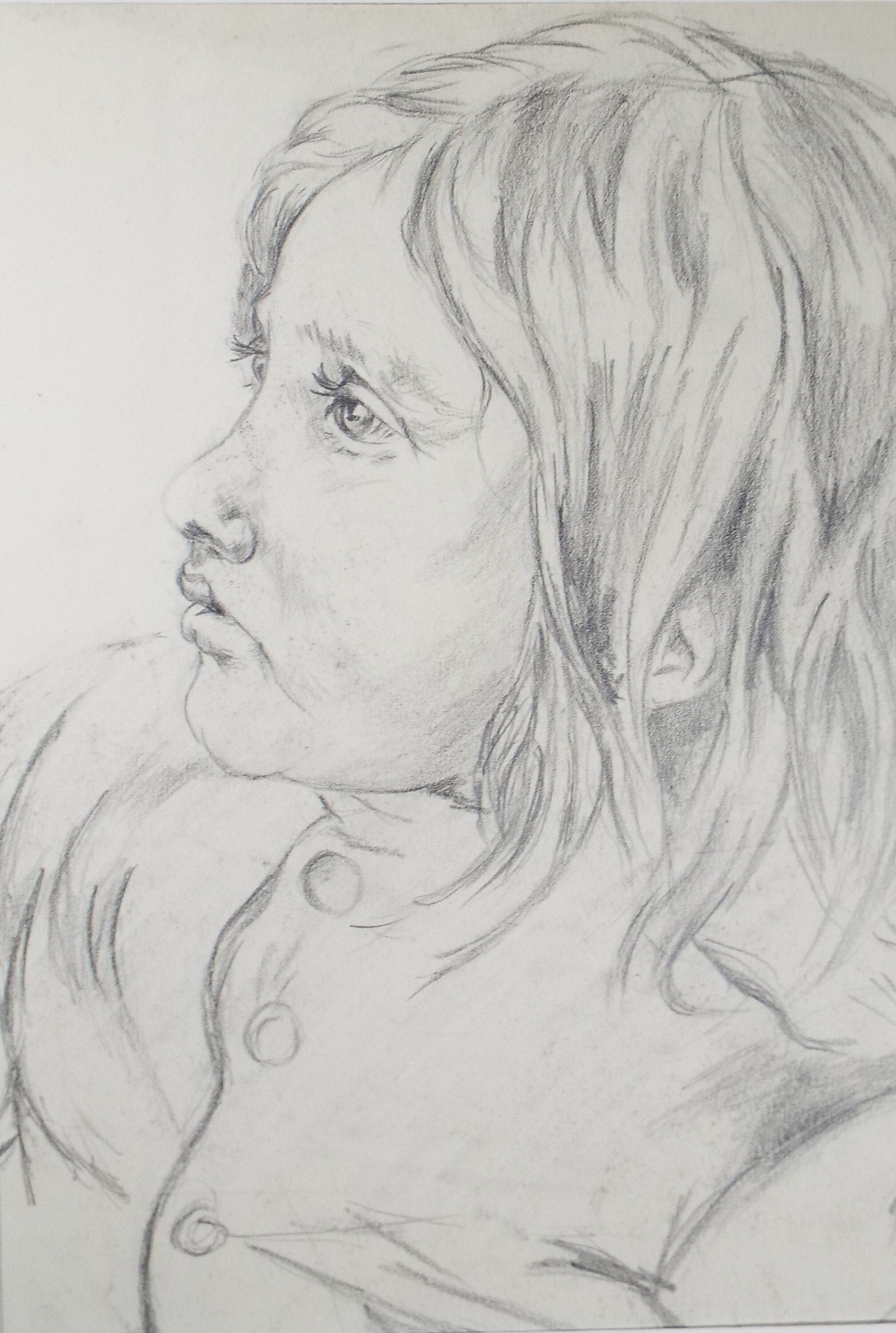 Original Pencil on Paper, 'Portrait of a Girl', Lucie Cole-Hamilton (20th Century, British), circa 1915