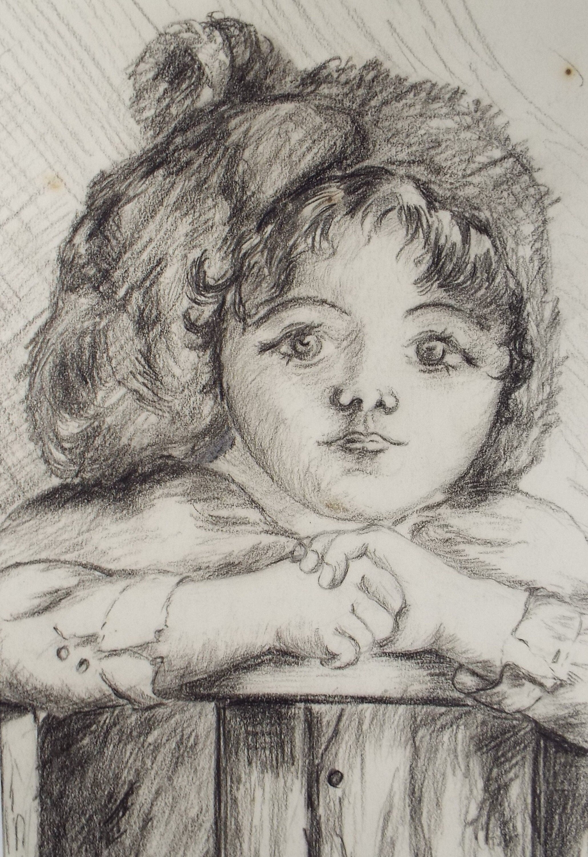 Original Pencil & Conte on Paper, 'Portrait of a Child', Lucie Cole-Hamilton (20th Century, British), circa 1915