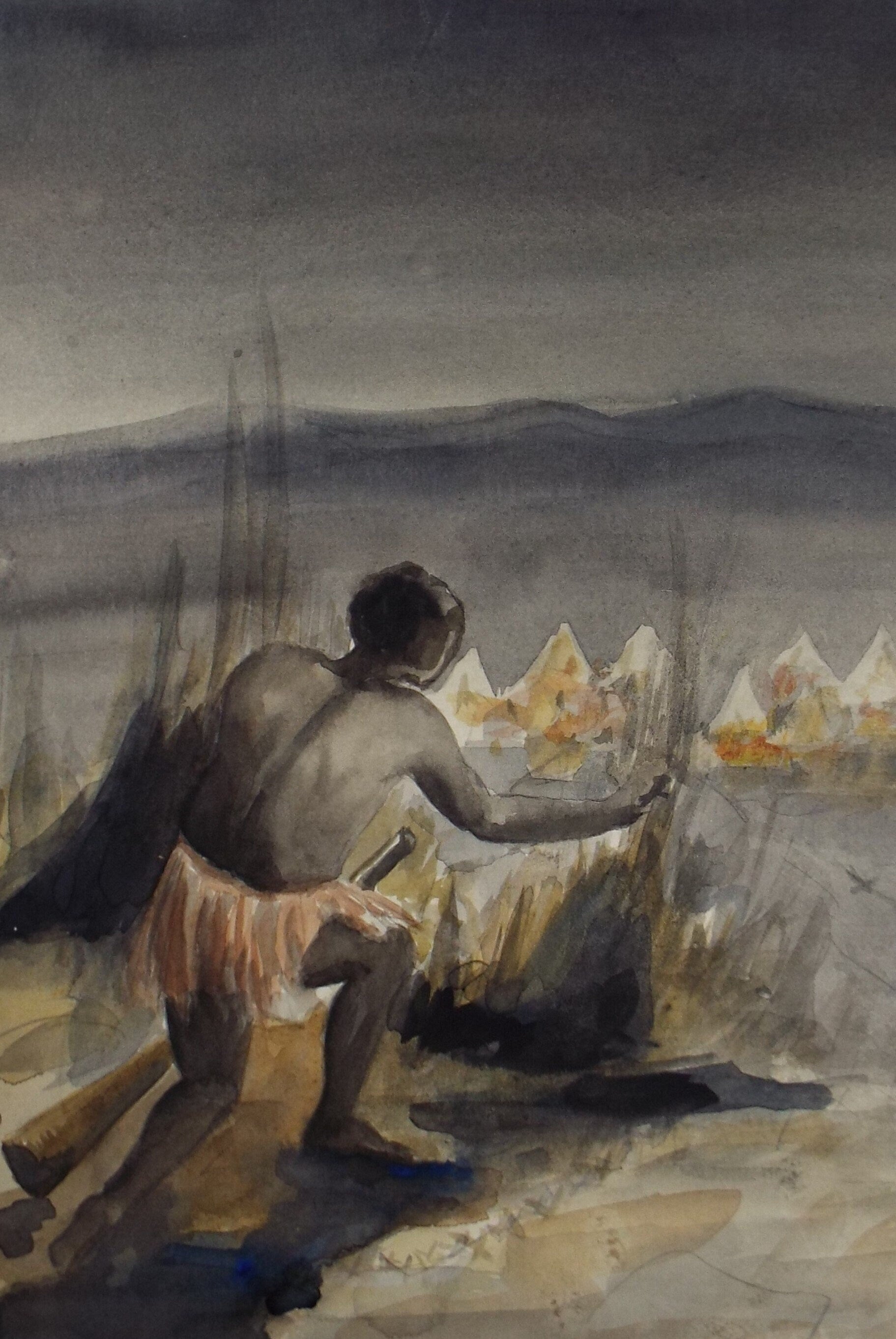 Original Watercolour on Paper, 'African Tribesman', Lucie Cole-Hamilton (20th Century, British), circa 1915