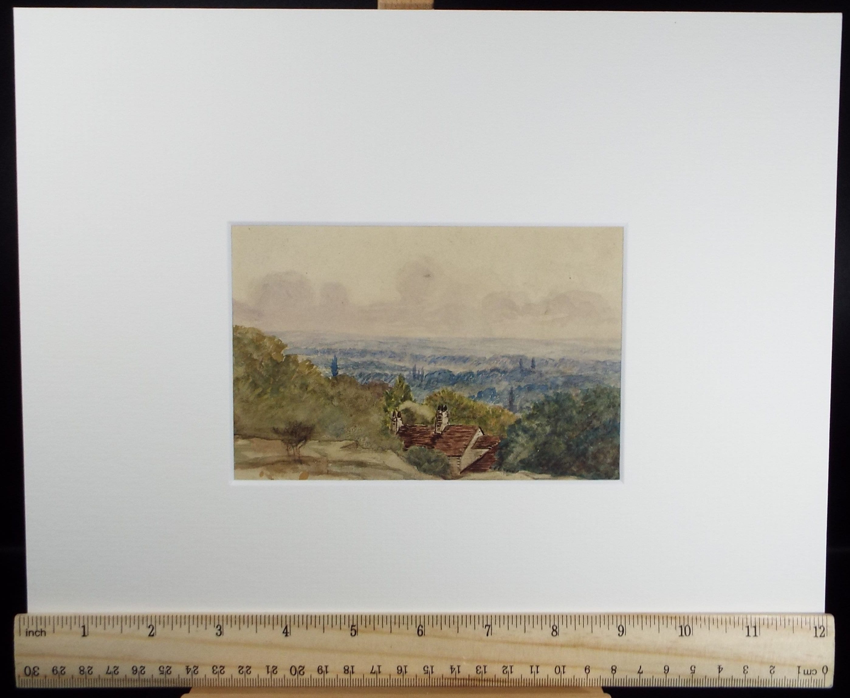 Original Watercolour, 'View from the hill', Late 19th Century, Artist Unknown