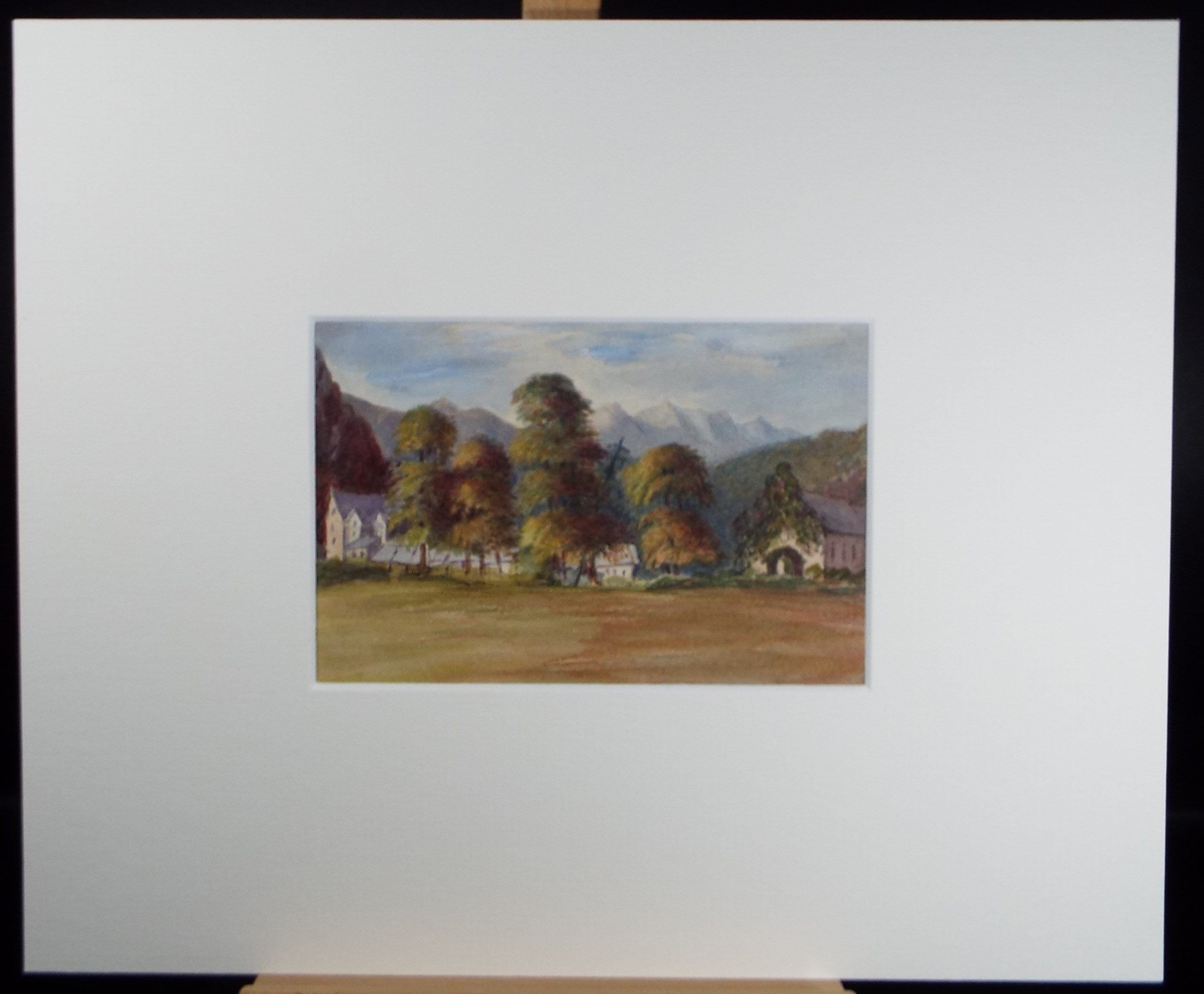 Original Watercolour on Paper, 'Village with Trees',Late 19th Century, Artist Unknown