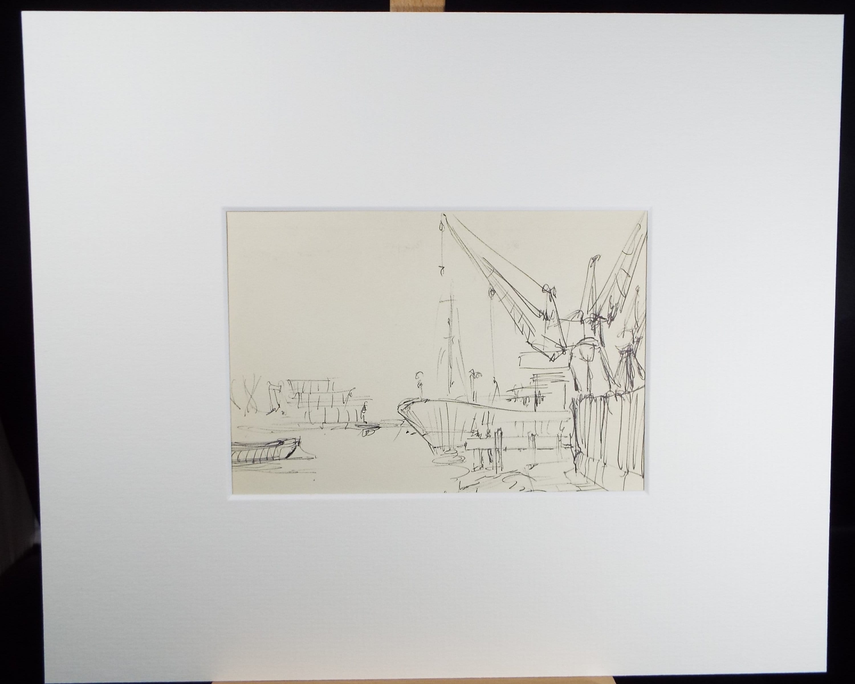 Original Pen & Ink drawing, 'The Quayside', Hugh McKenzie (1909-2005), Mid 20th Century