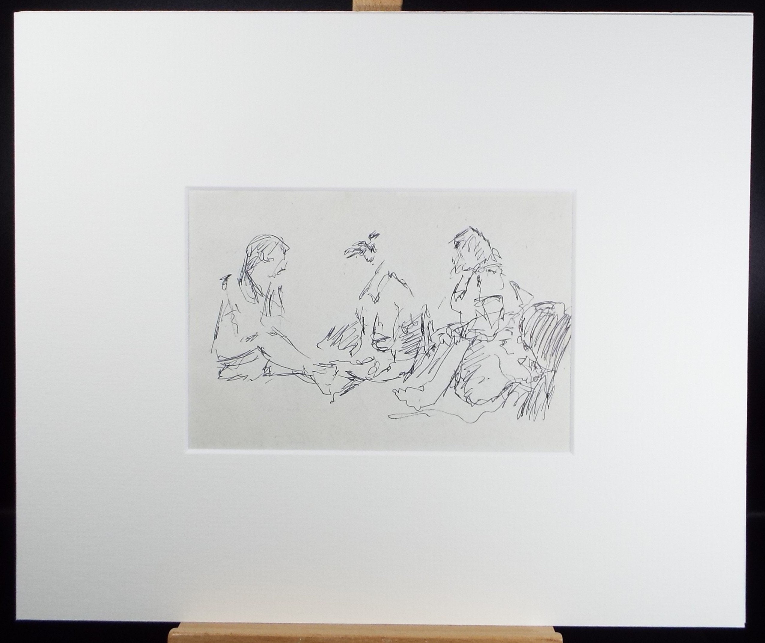 Original Pen & Ink drawing, 'Group of Figures', Hugh McKenzie (1909-2005), Mid 20th Century