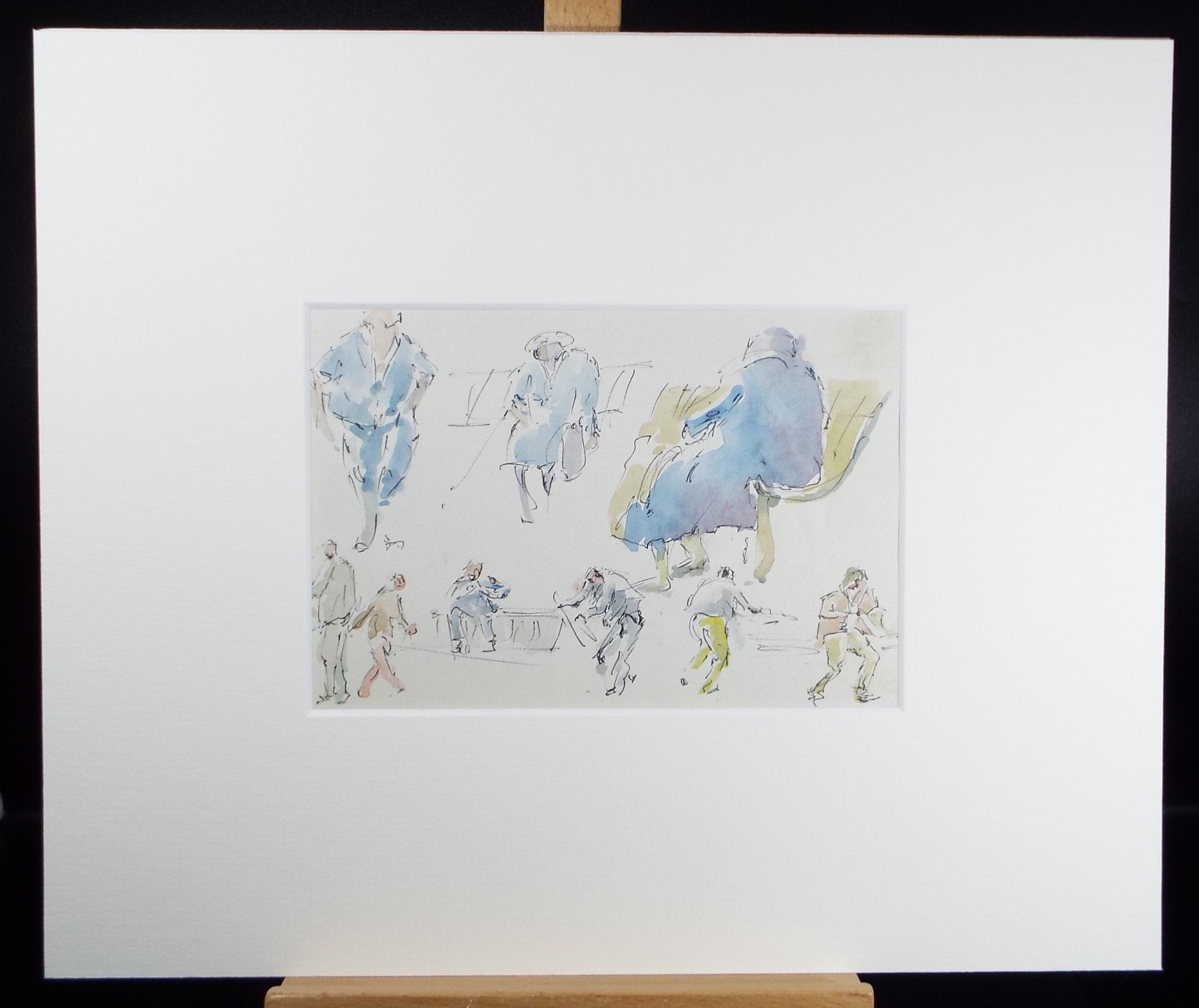 Original Watercolour drawing, 'Group of Figures', Hugh McKenzie (1909-2005), Mid 20th Century