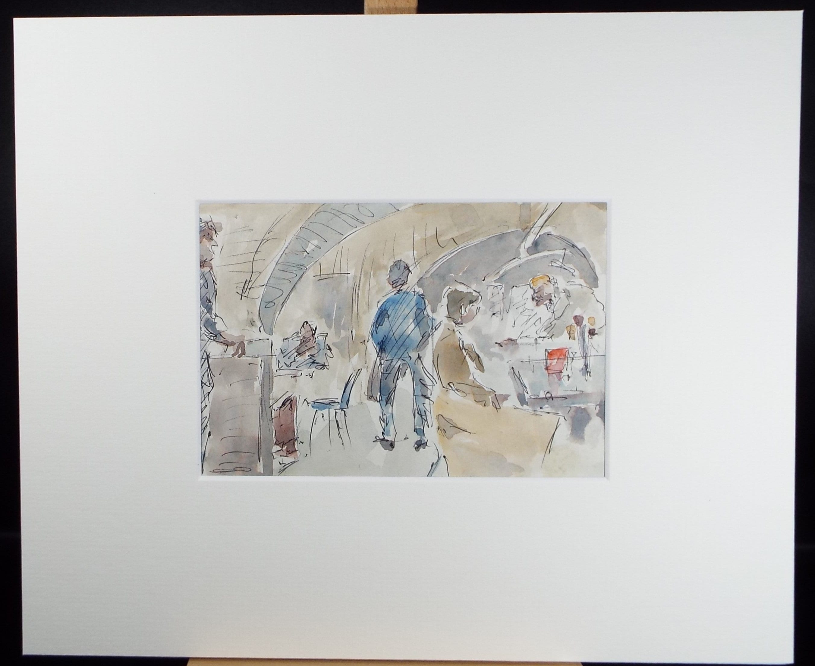 Original Watercolour drawing, 'Figures in a Restaurant', Hugh McKenzie (1909-2005), Mid 20th Century