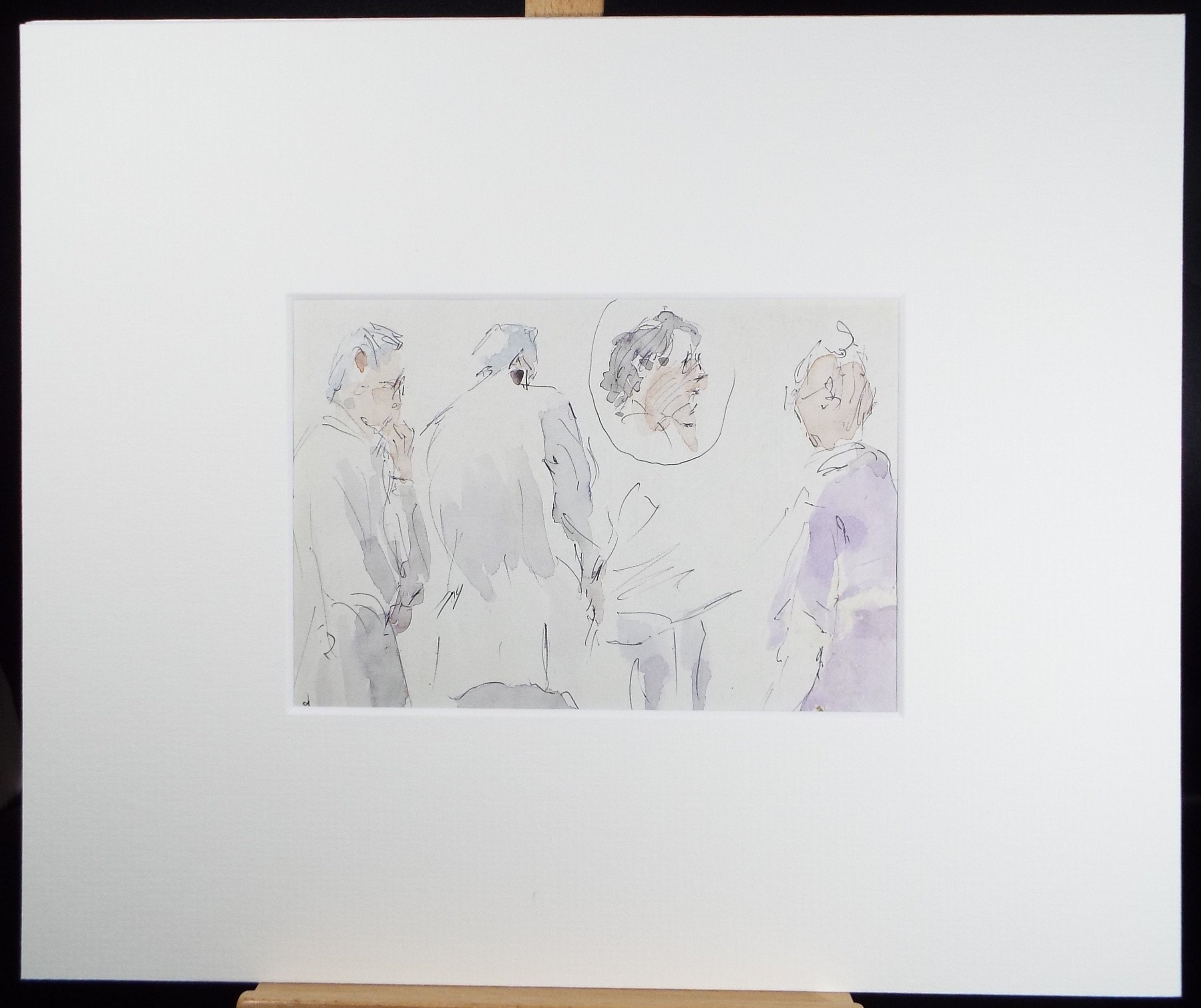 Original Watercolour drawing, 'Group of Figures', Hugh McKenzie (1909-2005), Mid 20th Century
