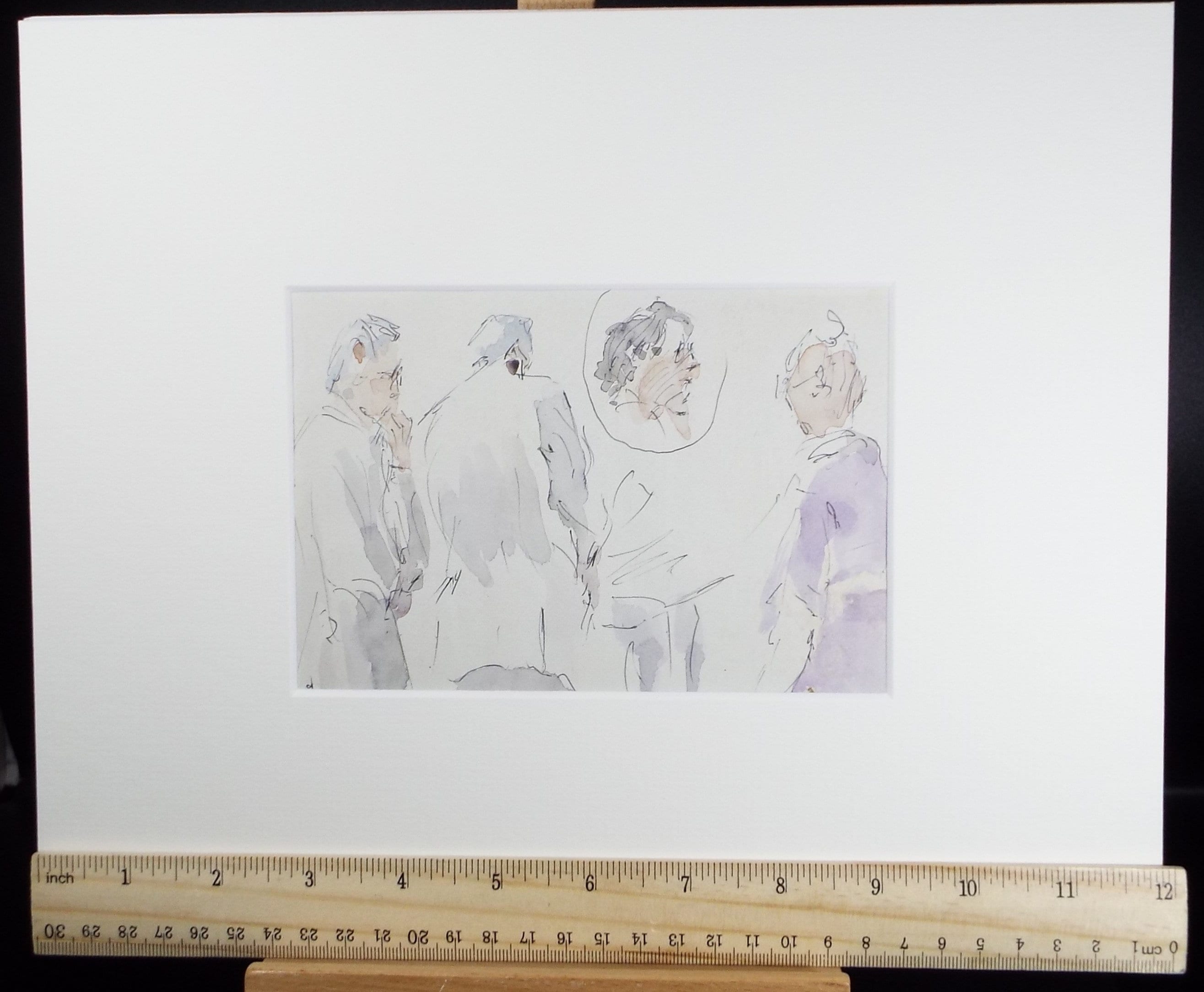 Original Watercolour drawing, 'Group of Figures', Hugh McKenzie (1909-2005), Mid 20th Century