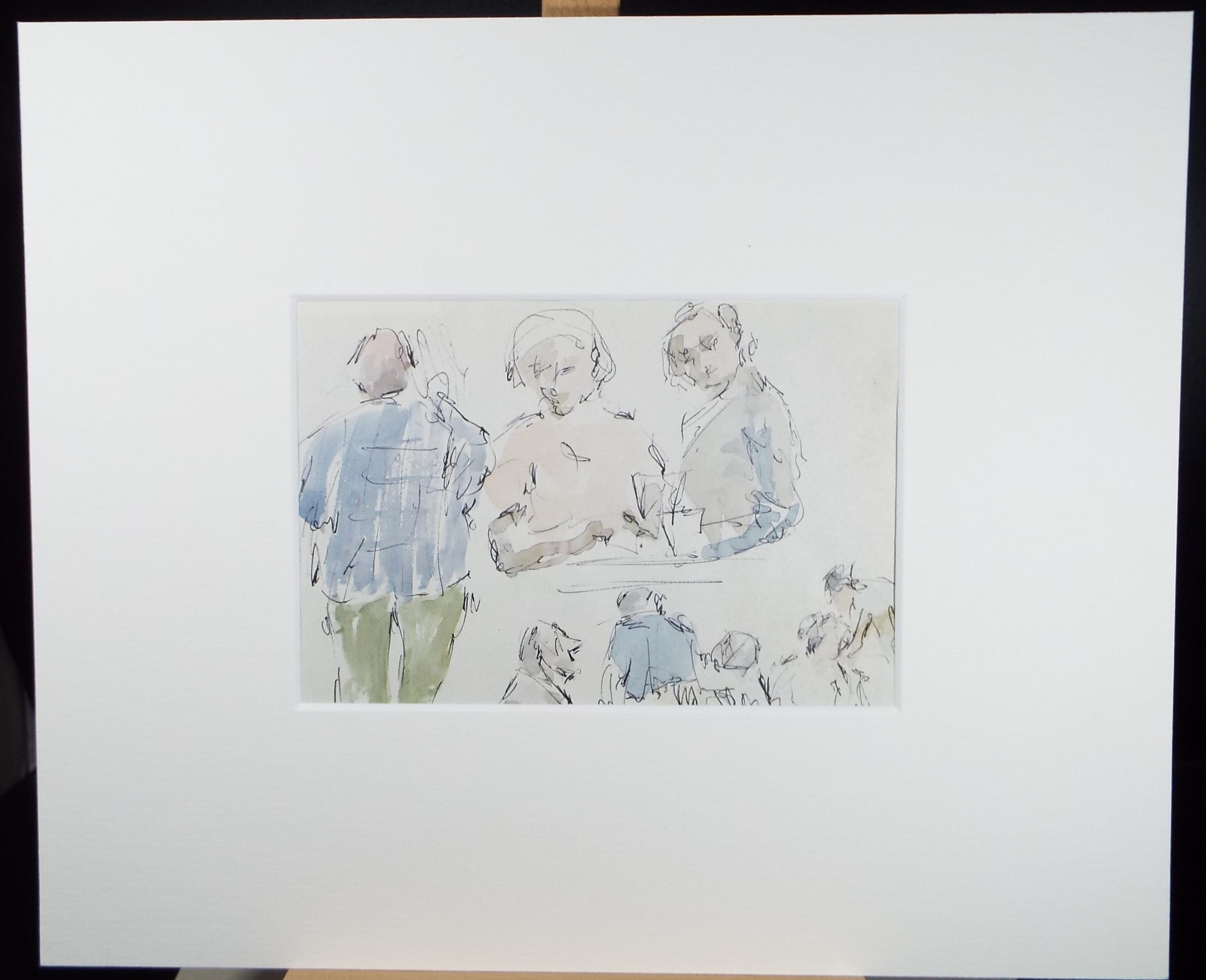 Original Watercolour drawing, 'Group of Figures', Hugh McKenzie (1909-2005), Mid 20th Century