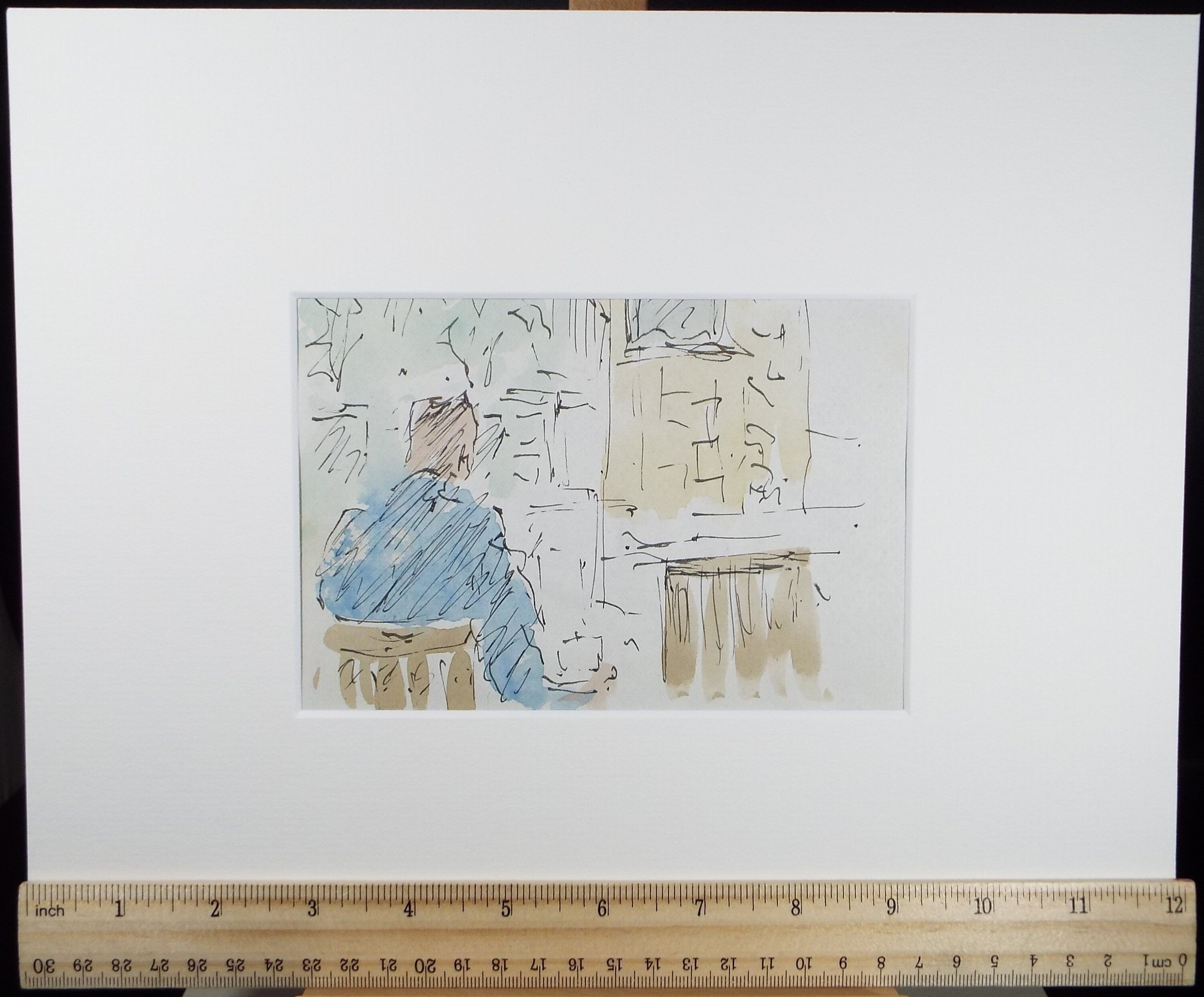 Original Watercolour drawing, 'Figure in a Chair', Hugh McKenzie (1909-2005), Mid 20th Century
