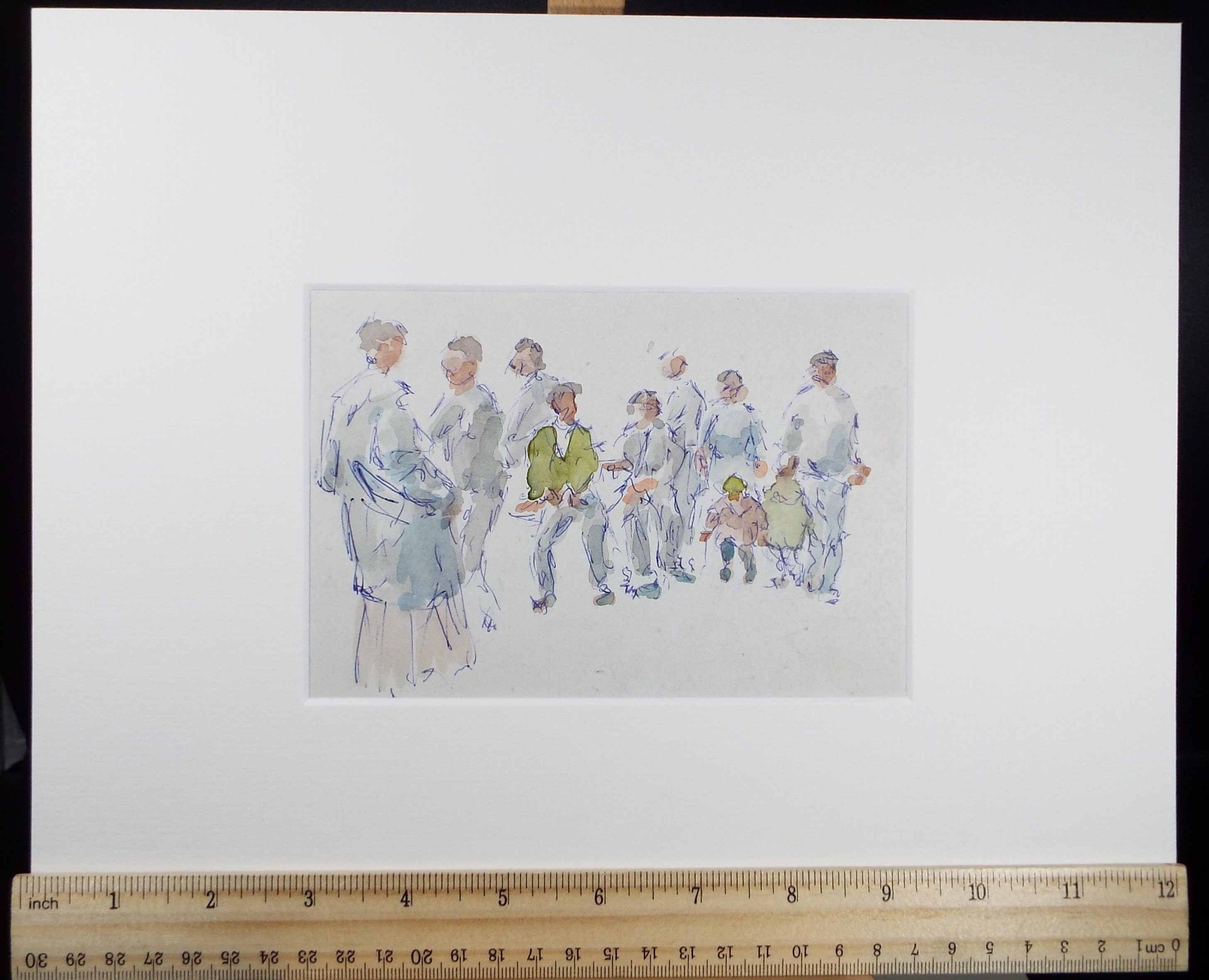 Original Watercolour drawing, 'Group of Figures', Hugh McKenzie (1909-2005), Mid 20th Century