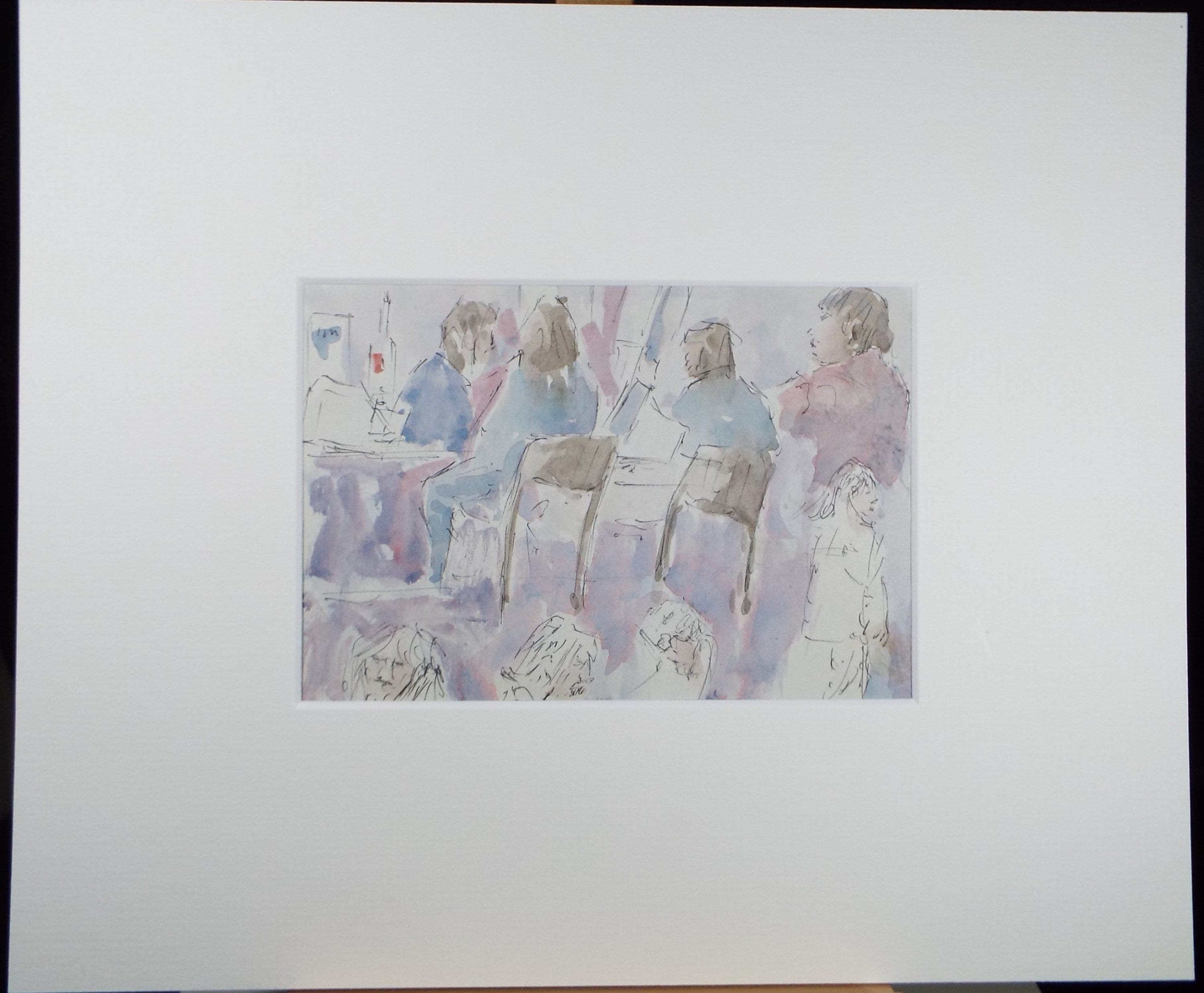 Original Watercolour drawing, 'Figures in the Club', Hugh McKenzie (1909-2005), Mid 20th Century