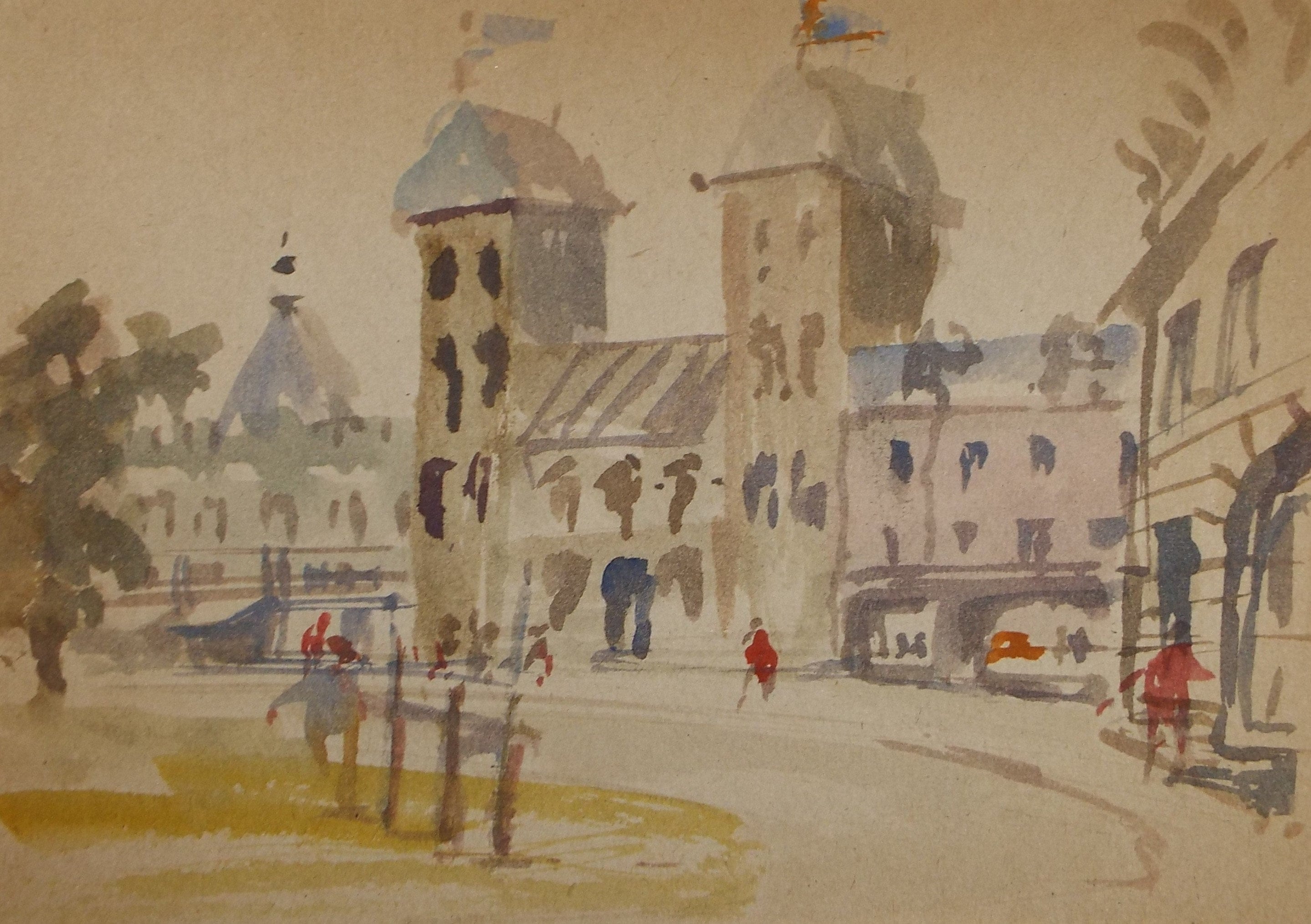Original Watercolour drawing, 'Streetscape', Hugh McKenzie (1909-2005), Mid 20th Century