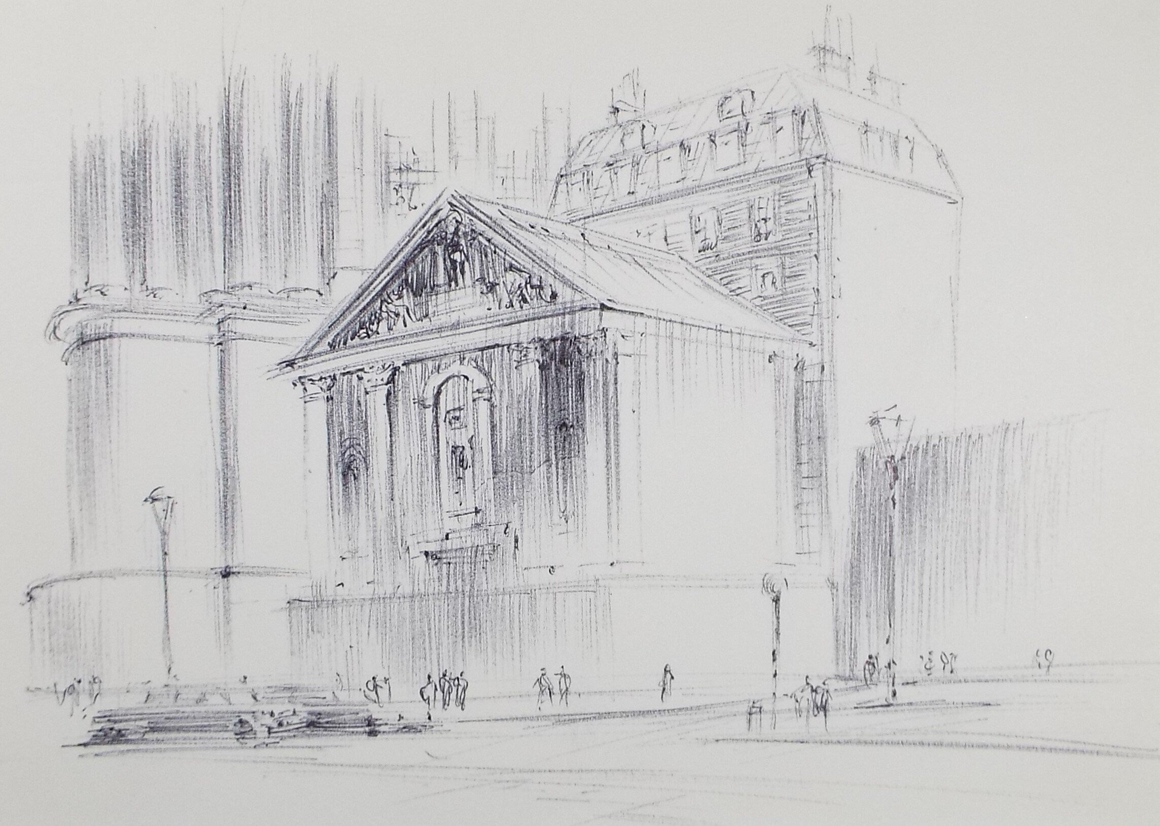 Original Pen & Ink drawing, 'Streetscape', Hugh McKenzie (1909-2005), Mid 20th Century