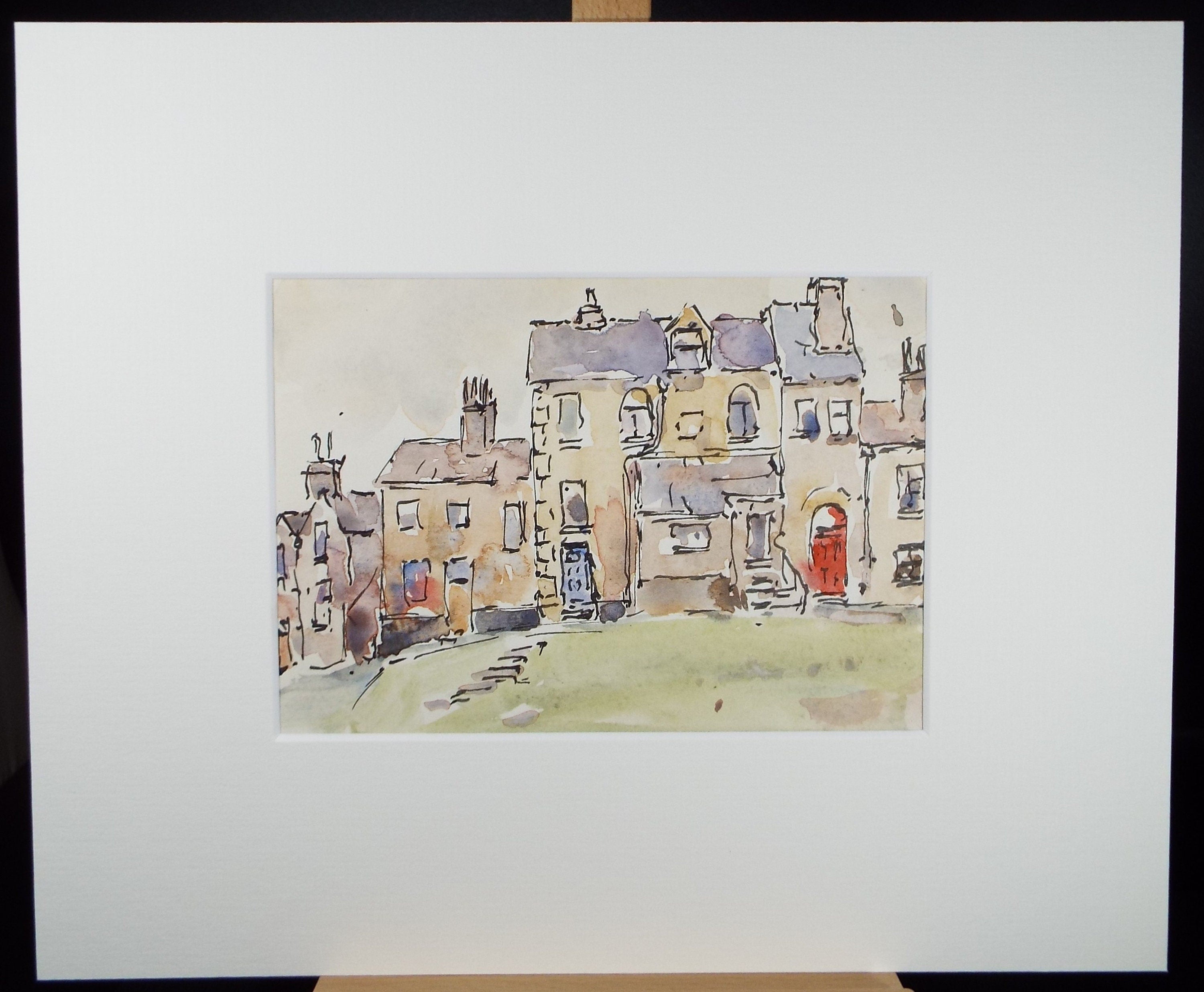 Original Watercolour drawing, 'Terraced Houses', Hugh McKenzie (1909-2005), Mid 20th Century