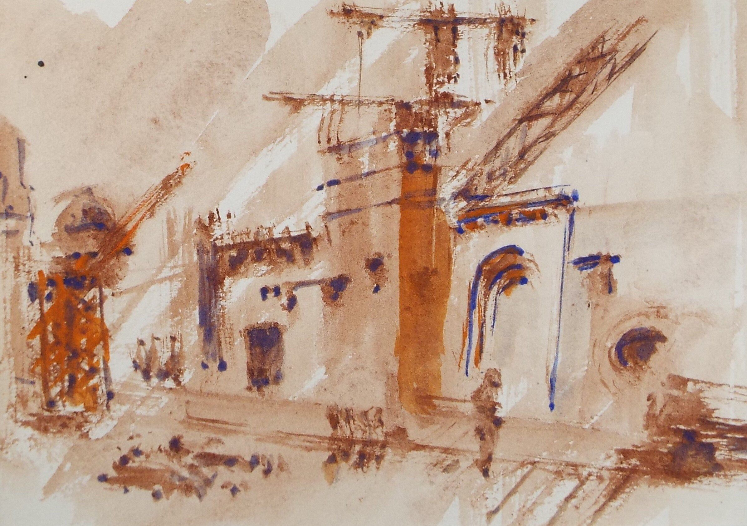 Original Watercolour drawing, 'Streetscape', Hugh McKenzie (1909-2005), Mid 20th Century