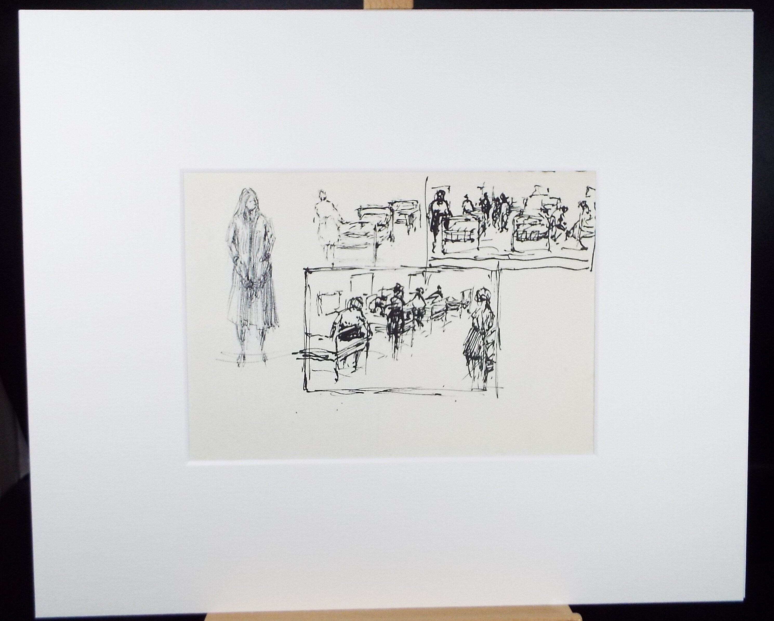 Original Pen & ink drawing, 'Hospital wards', Hugh McKenzie (1909-2005), Mid 20th Century