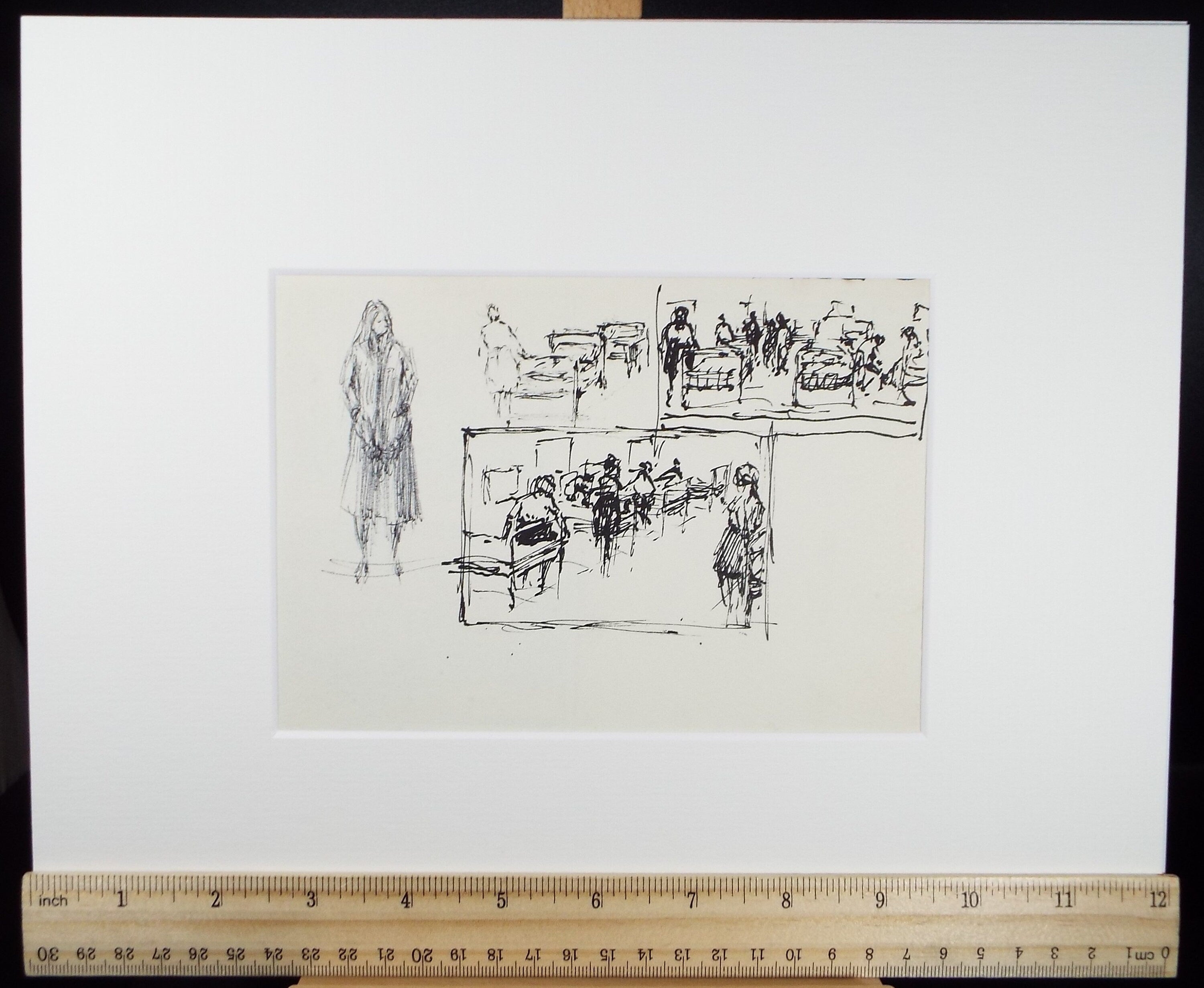 Original Pen & ink drawing, 'Hospital wards', Hugh McKenzie (1909-2005), Mid 20th Century