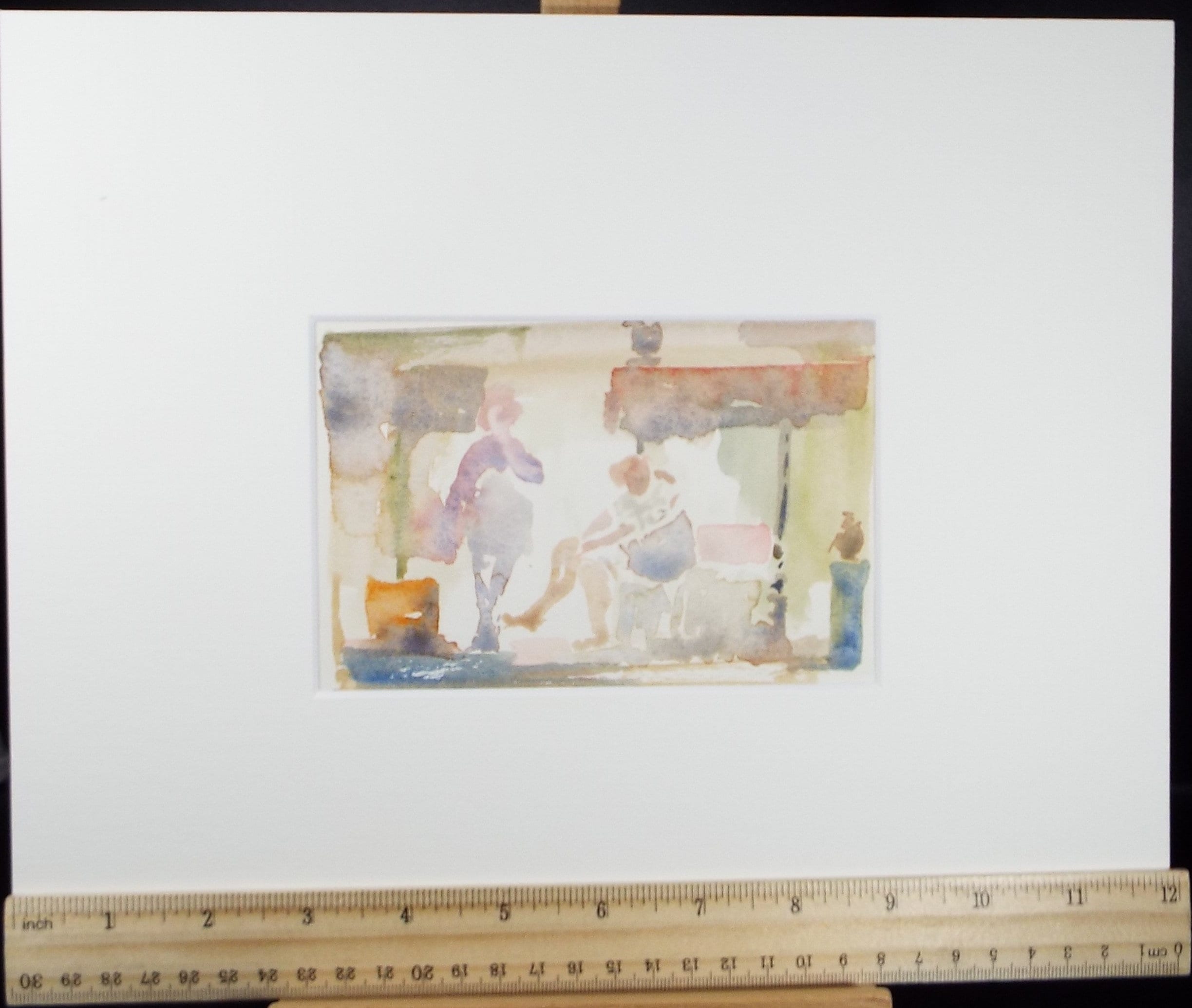 Original Watercolour, 'Figures in an Interior', Hugh McKenzie (1909-2005), Mid 20th Century