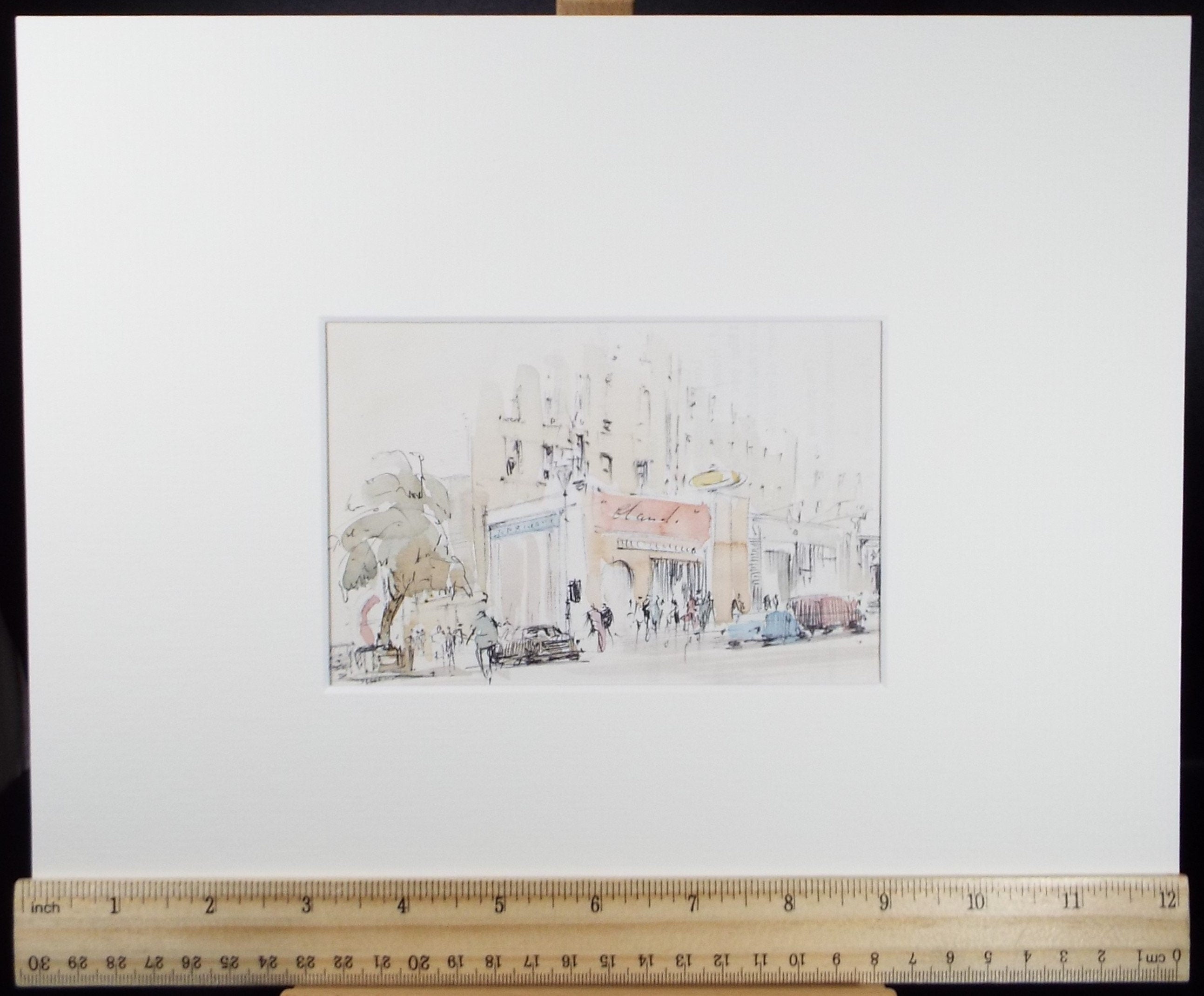 Original Watercolour, 'Streetscene with Figures', Hugh McKenzie (1909-2005), Mid 20th Century