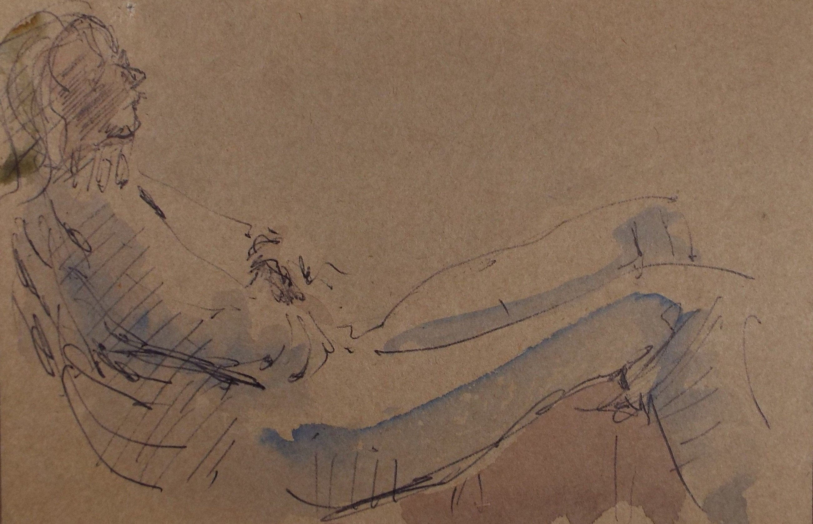 Original Watercolour, 'Reclining Figure', Hugh McKenzie (1909-2005), Mid 20th Century