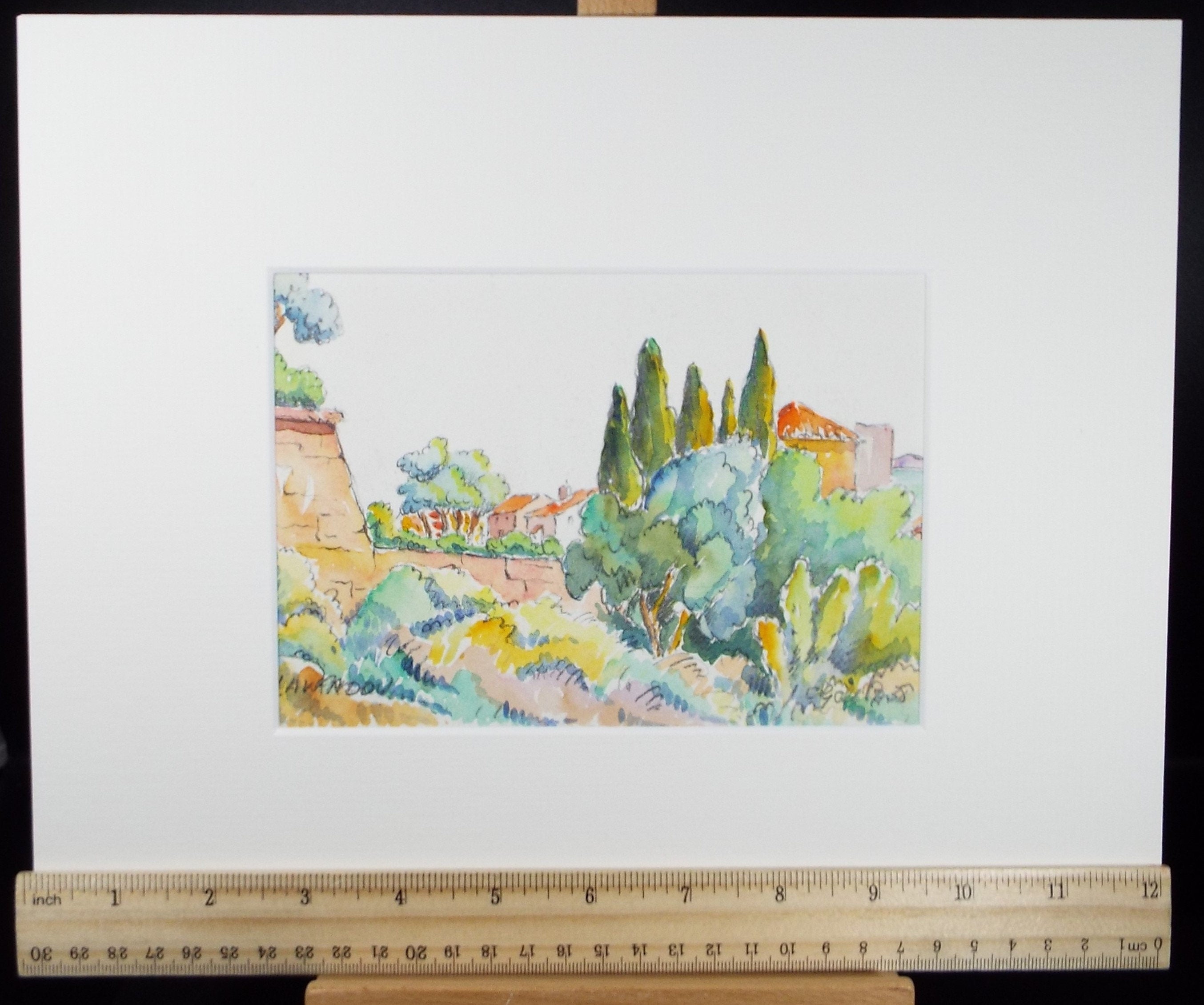 Original Watercolour & ink, 'Continental Landscape', Cicely Glyn de Beers (1891-1973), Dated 1938