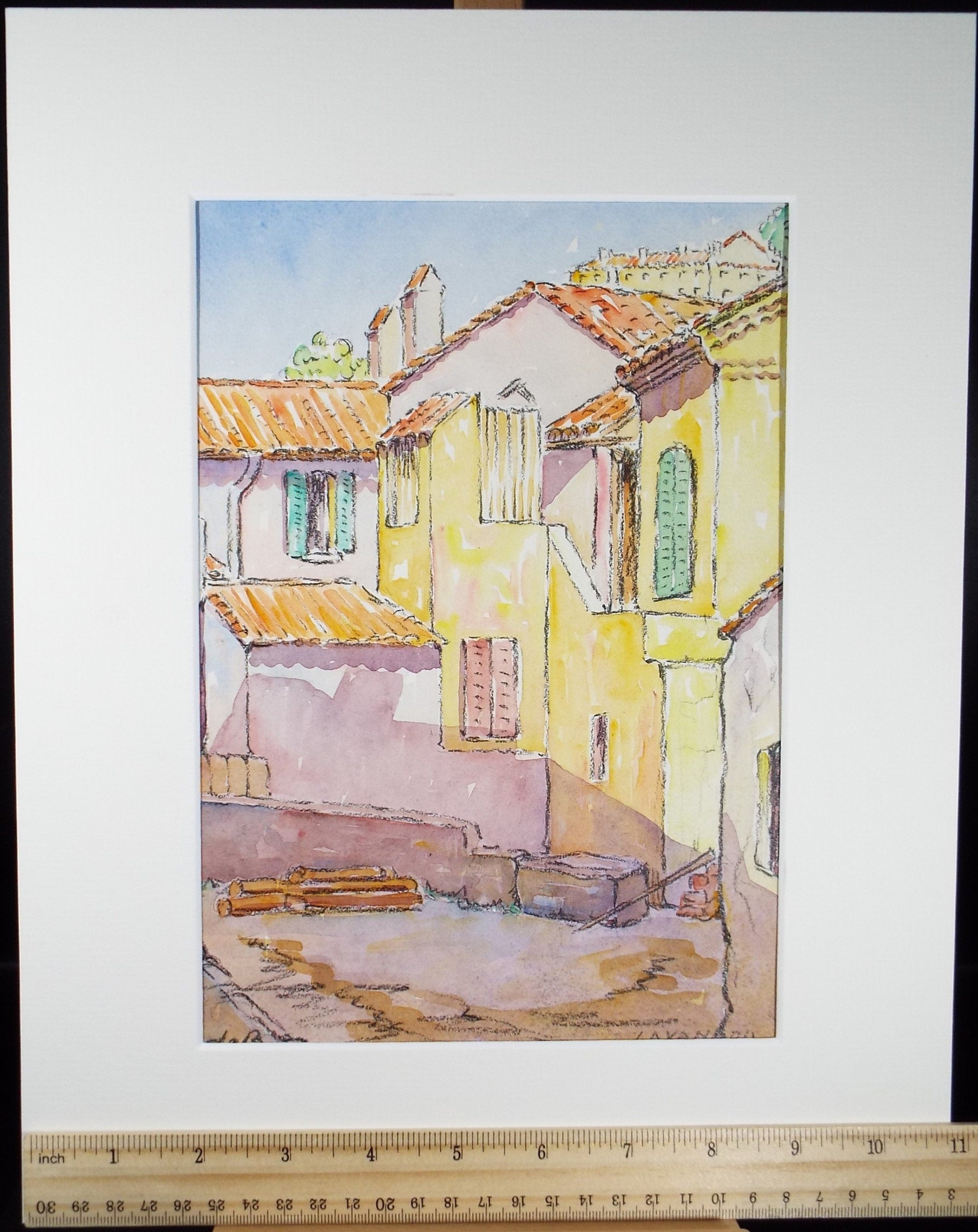 Original Watercolour & Pencil, 'Continental Street', Cicely Glyn de Beers (1891-1973), Dated 1937