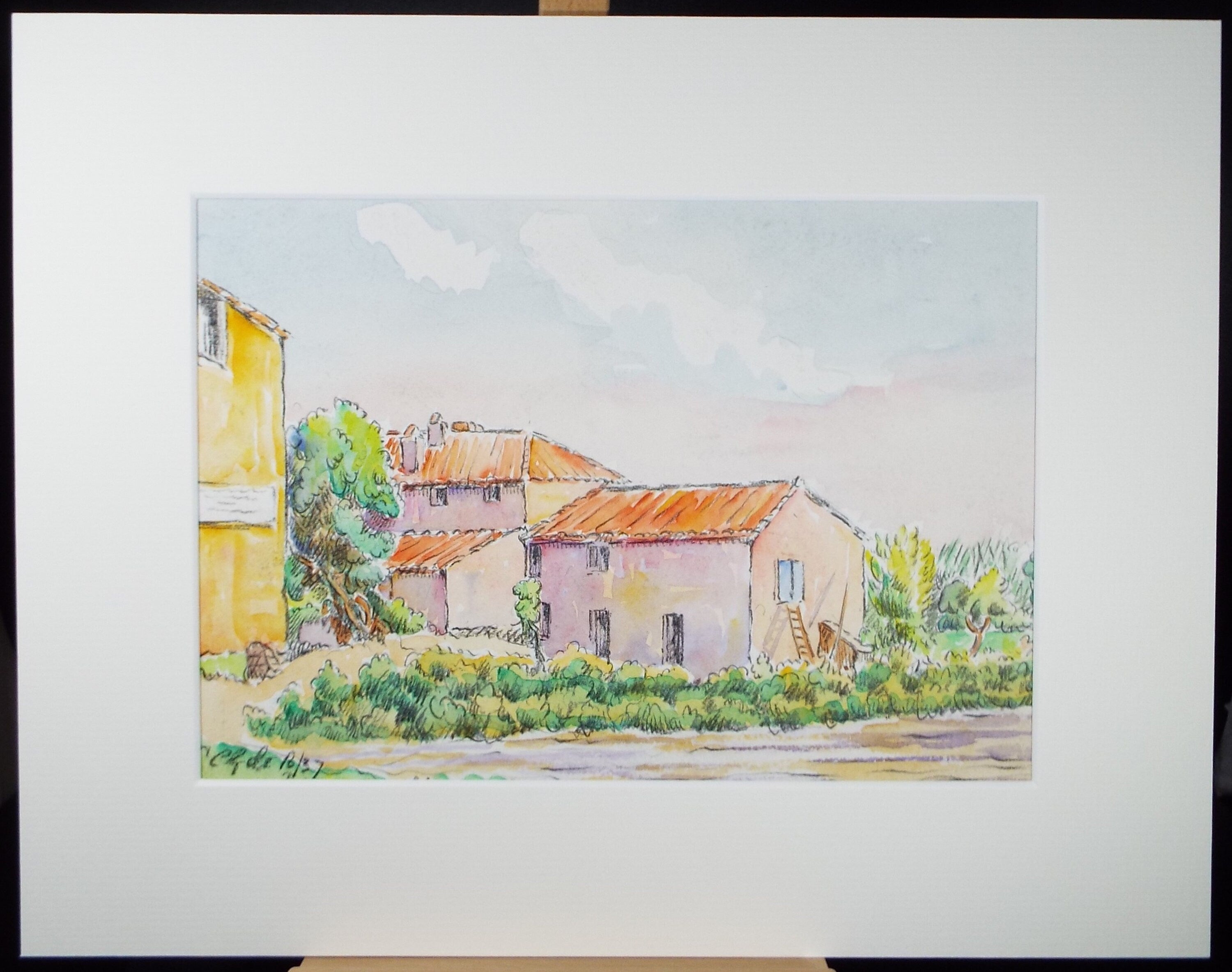 Original Watercolour & Pencil, 'Farmstead', Cicely Glyn de Beers (1891-1973), Dated 1937