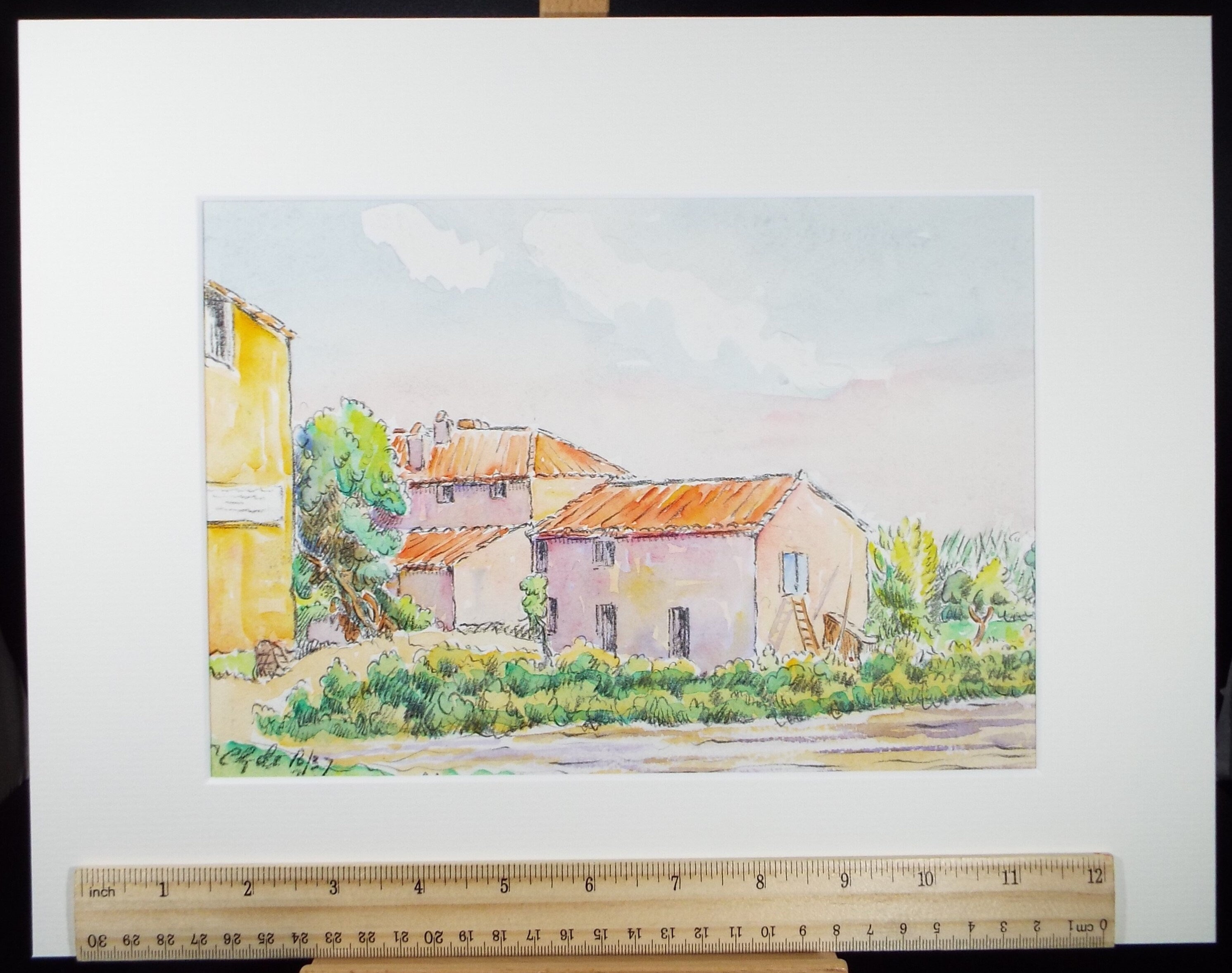 Original Watercolour & Pencil, 'Farmstead', Cicely Glyn de Beers (1891-1973), Dated 1937