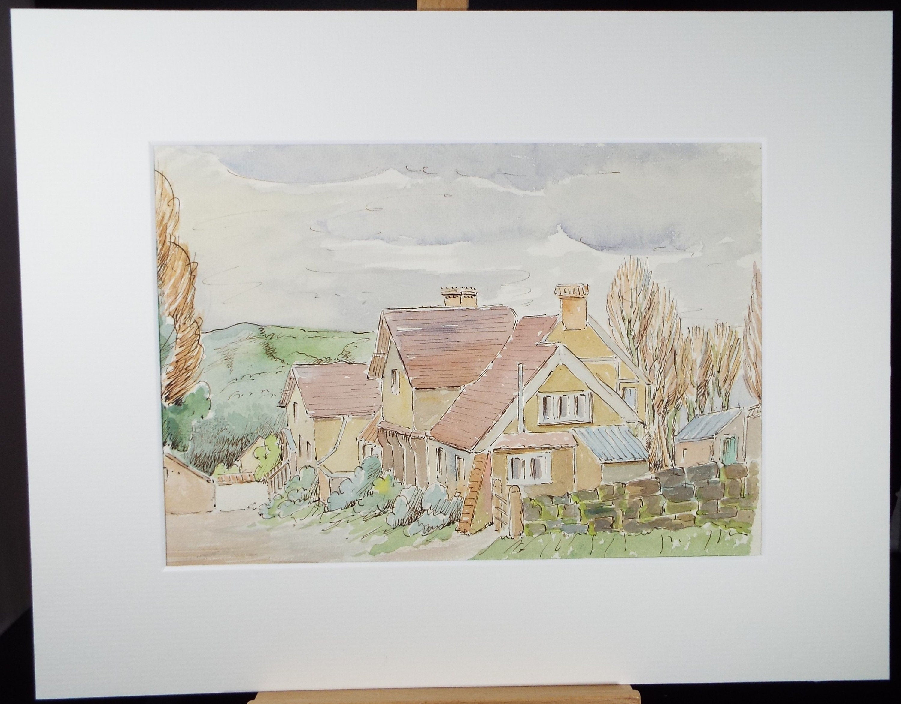 Original Watercolour & Ink, 'Country Cottage', Cicely Glyn de Beers (1891-1973), Dated 1948