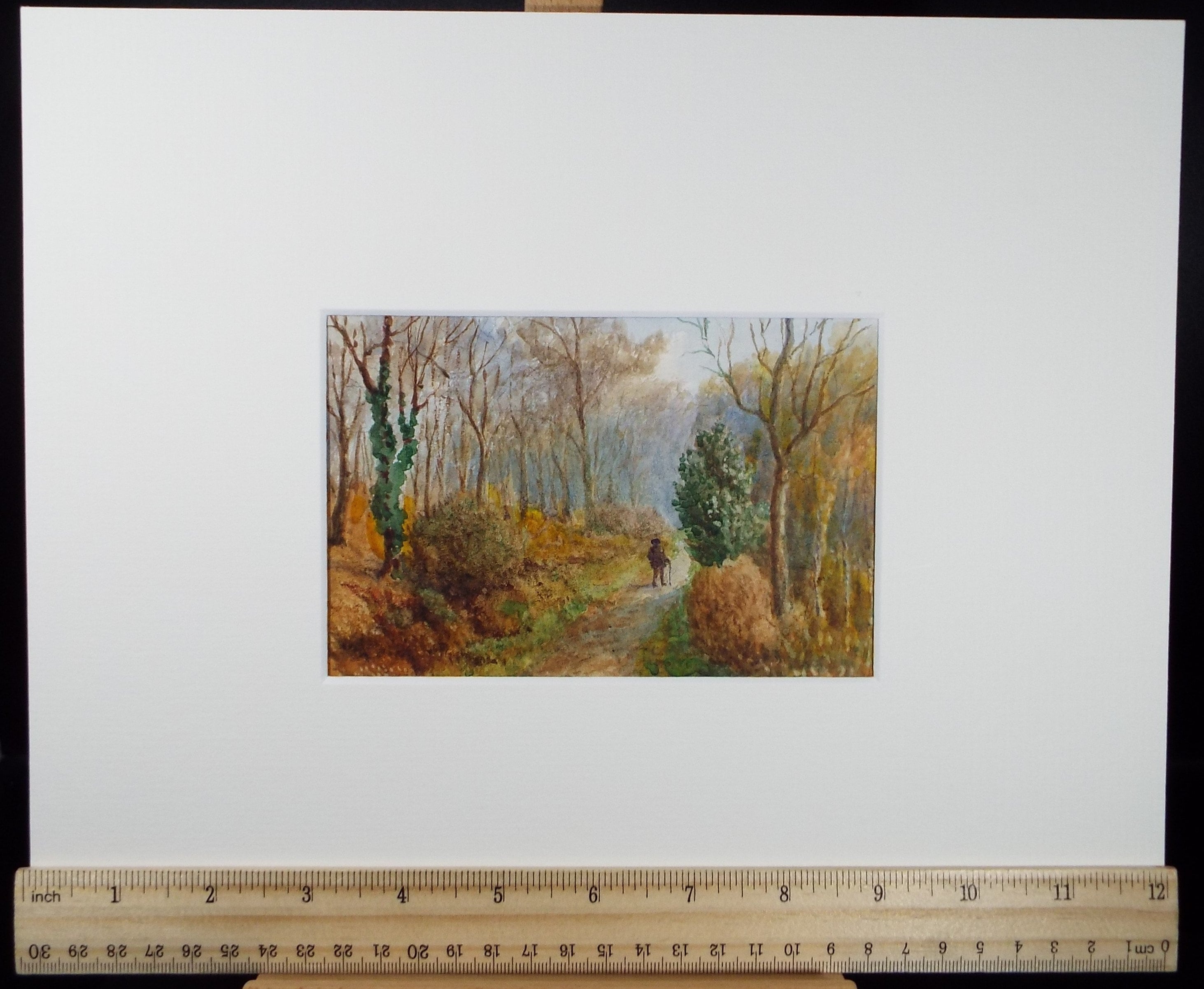 Original Watercolour, 'Figure in woodland, Caerwys', Edwin Brown (1845-1936), circa 1920's