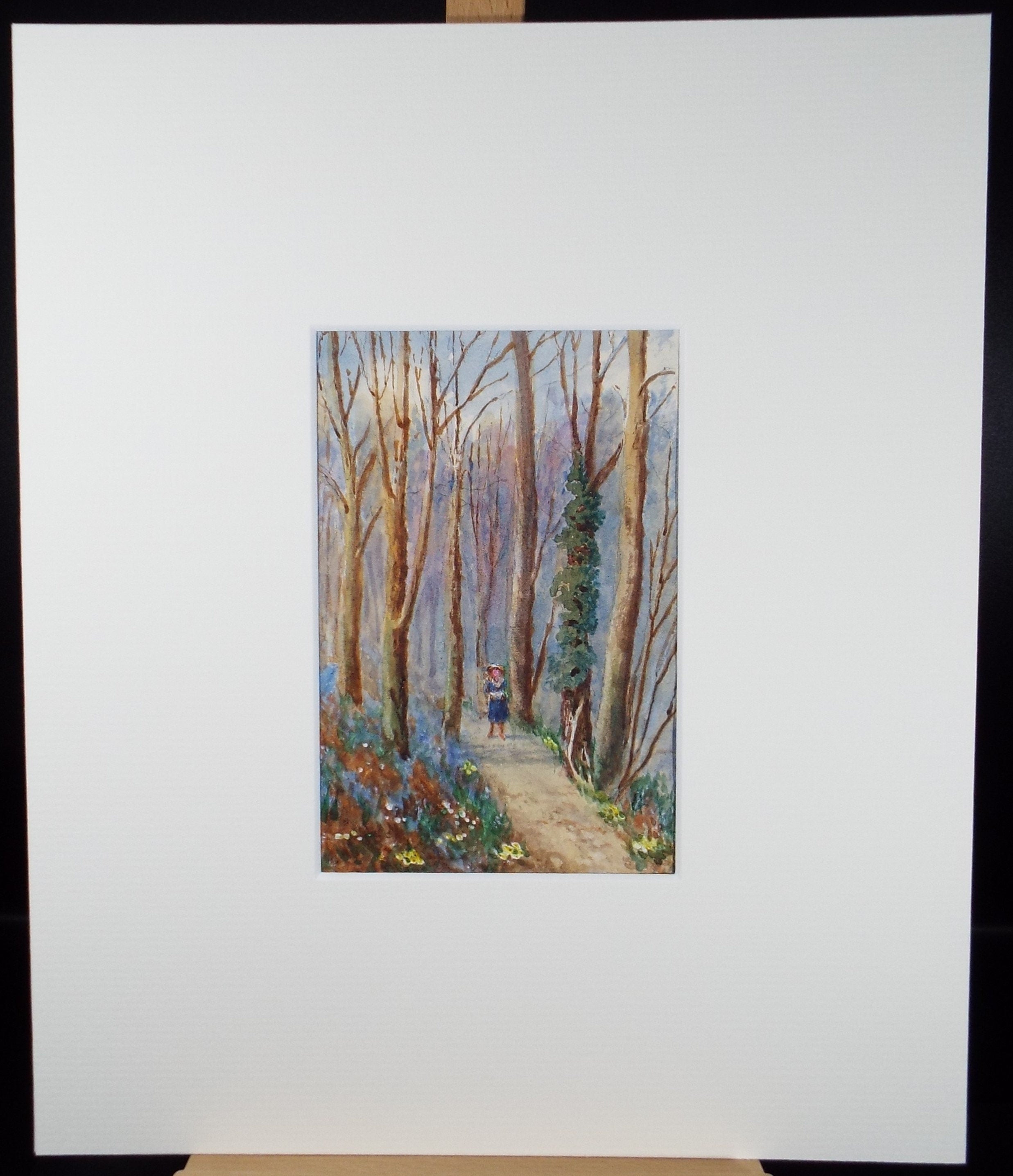 Original Watercolour, 'Figure in Woodland, Caerwys', Edwin Brown (1845-1936), circa 1920's