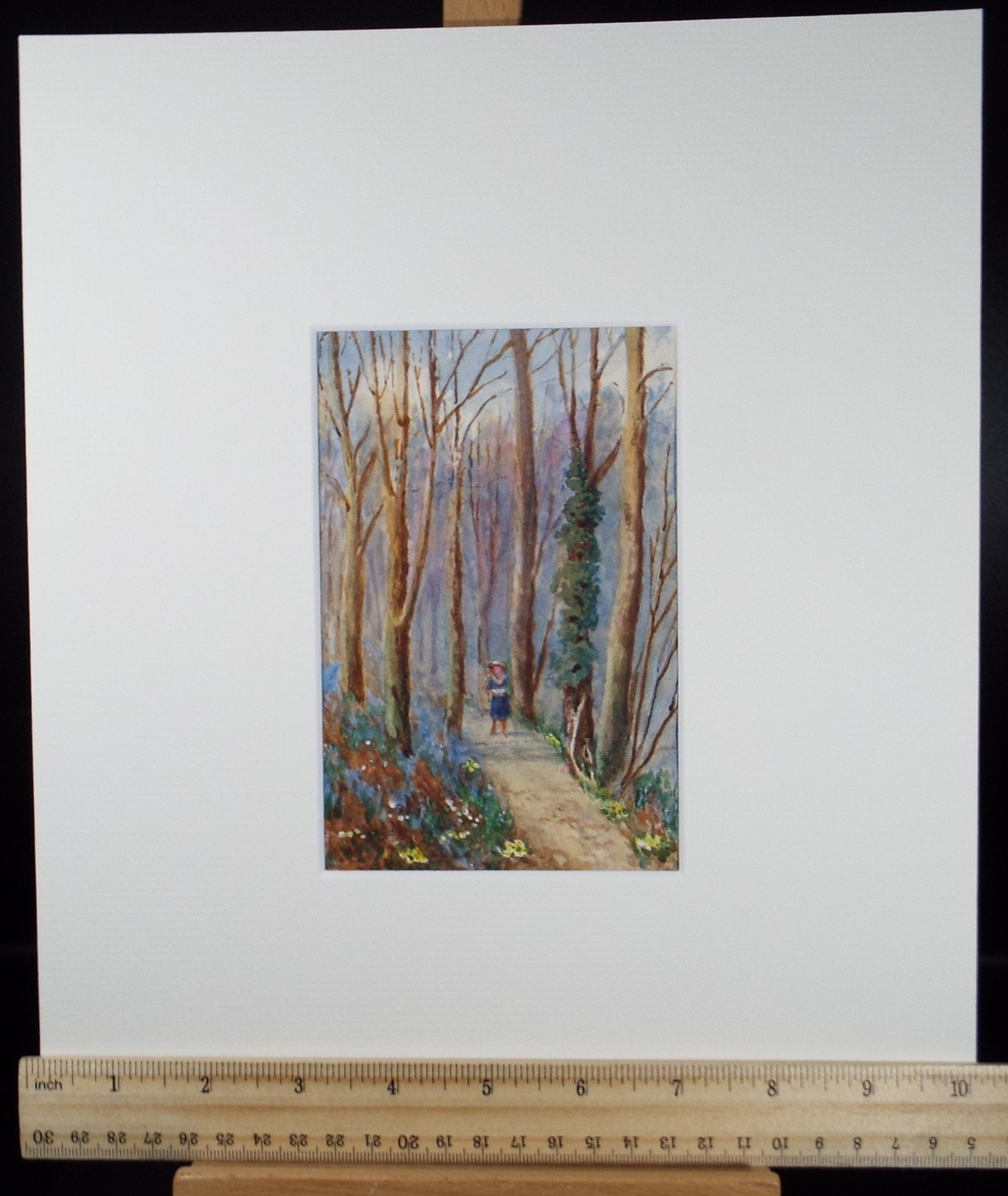 Original Watercolour, 'Figure in Woodland, Caerwys', Edwin Brown (1845-1936), circa 1920's