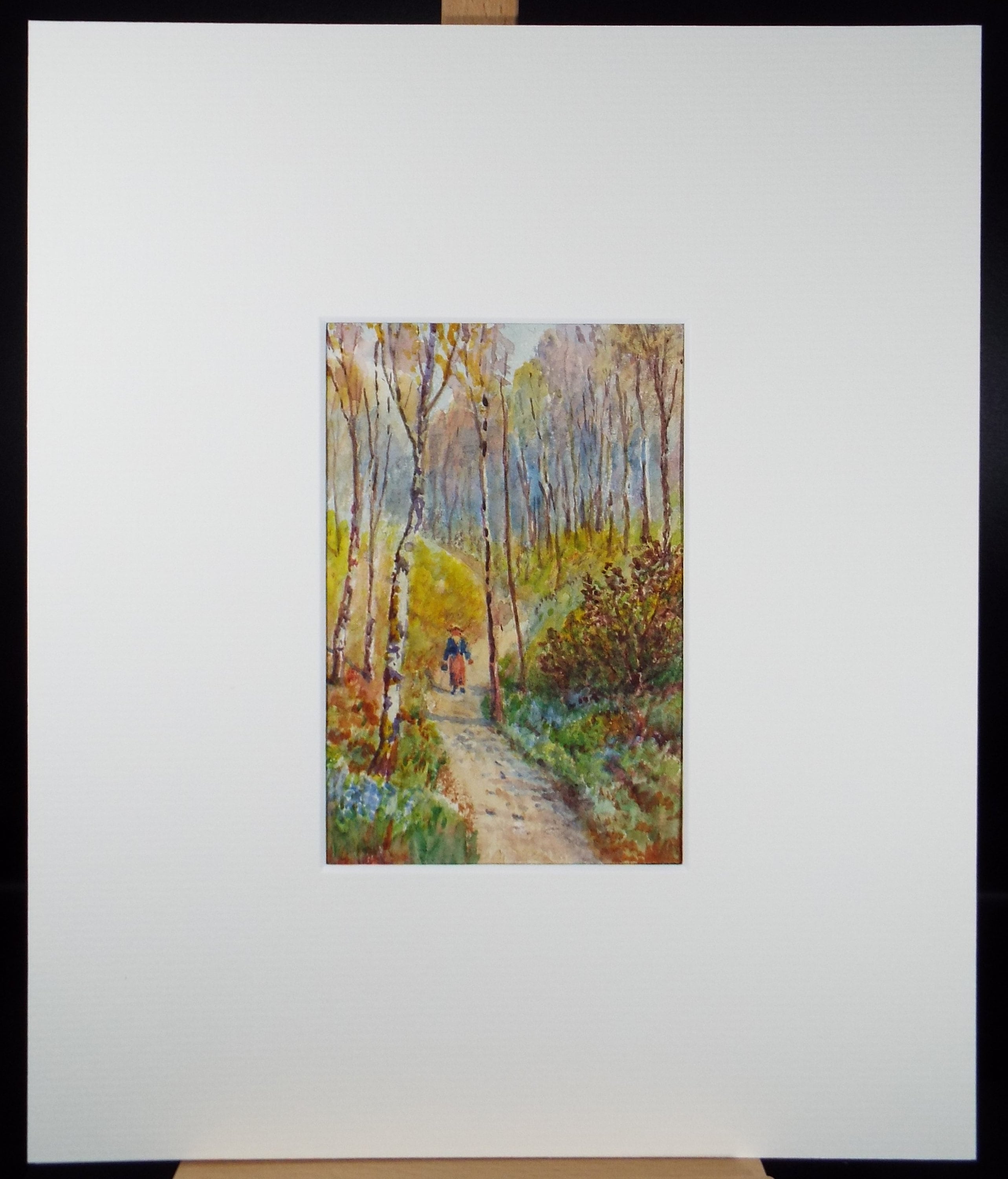 Original Watercolour, 'Figure in Woodland, Caerwys', Edwin Brown (1845-1936), circa 1920's