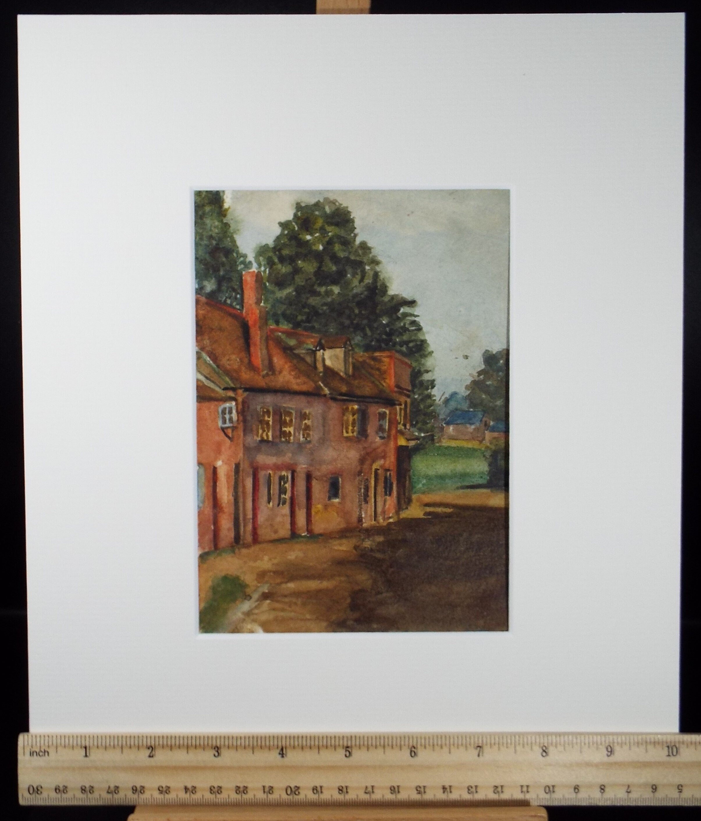Original Watercolour, 'Church End, Redbourne' Circa 1920's ,Artist Unknown