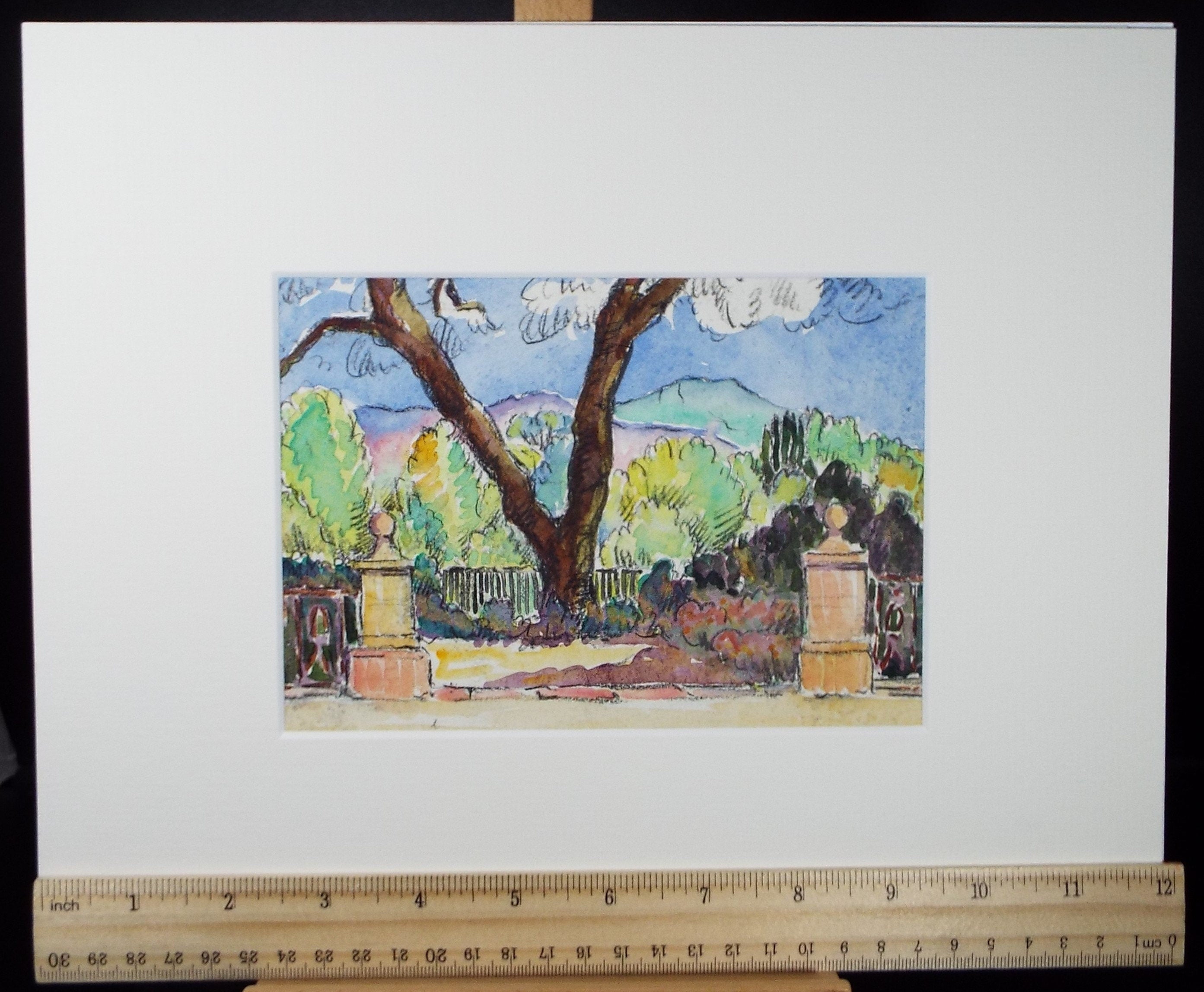 Original Watercolour & Pencil, 'Garden Boundry', Cicely Glyn de Beers (1891-1973), Dated 1938