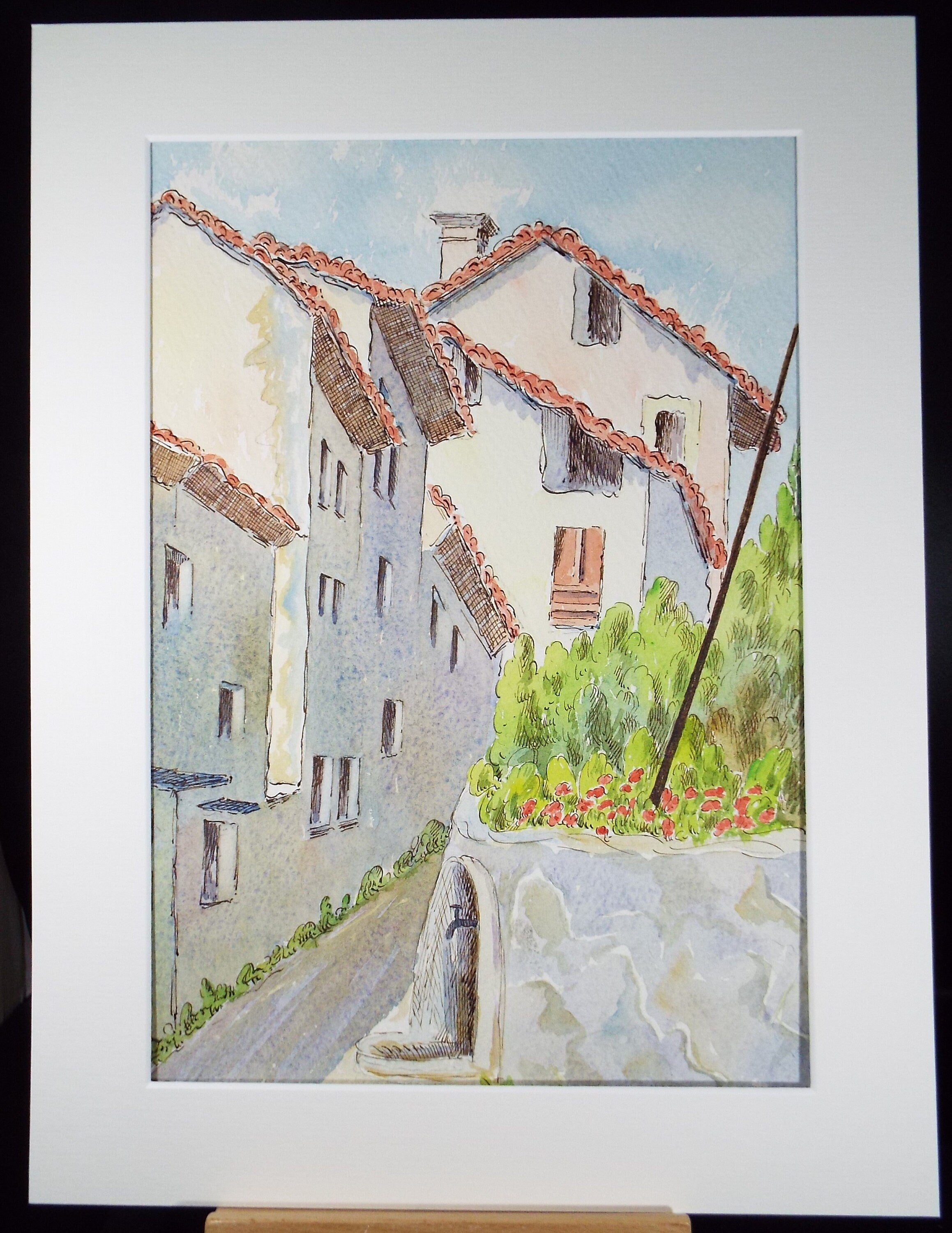 Original Watercolour & Ink , 'Talloires', Cicely Glyn de Beers (1891-1973), Dated 1959