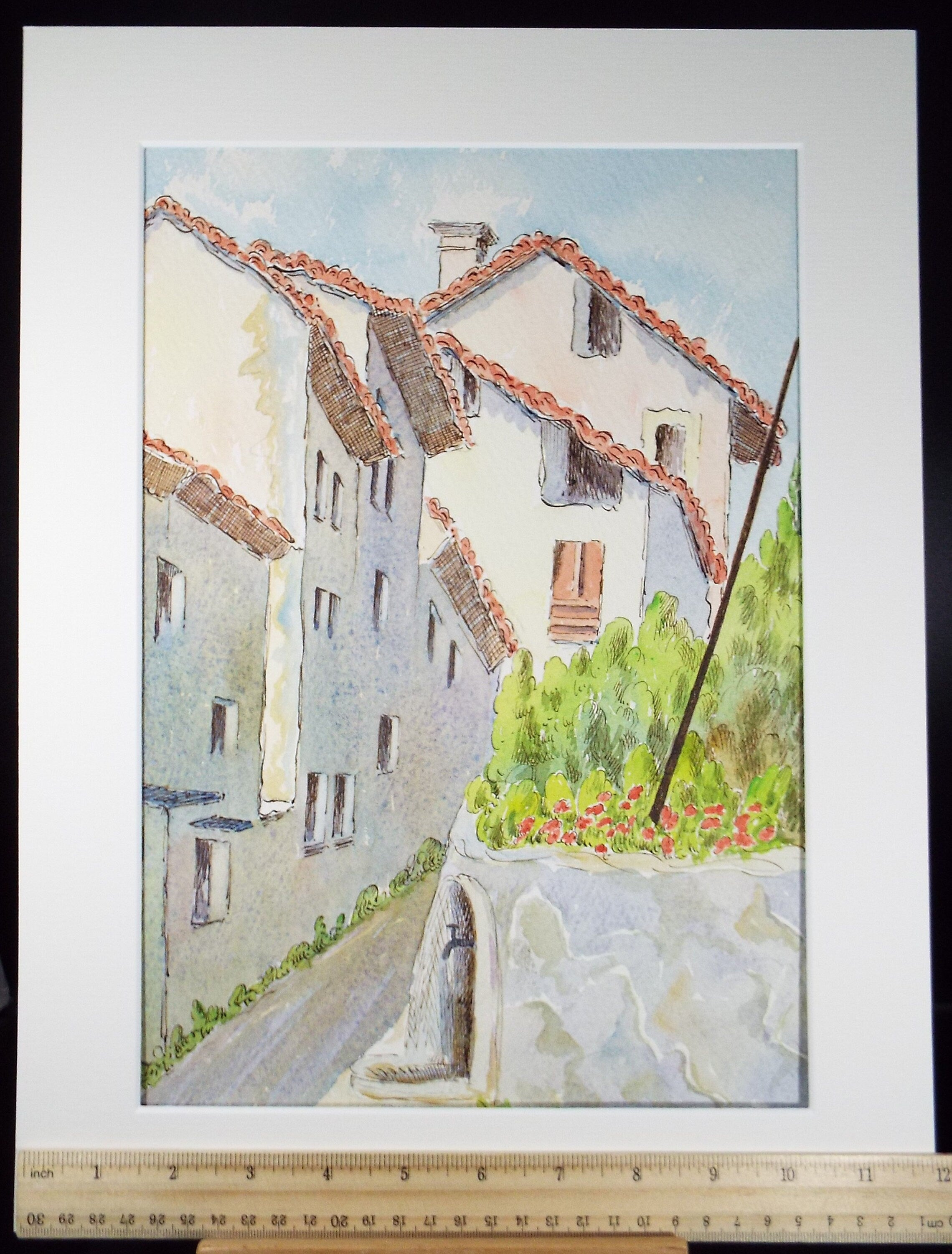 Original Watercolour & Ink , 'Talloires', Cicely Glyn de Beers (1891-1973), Dated 1959