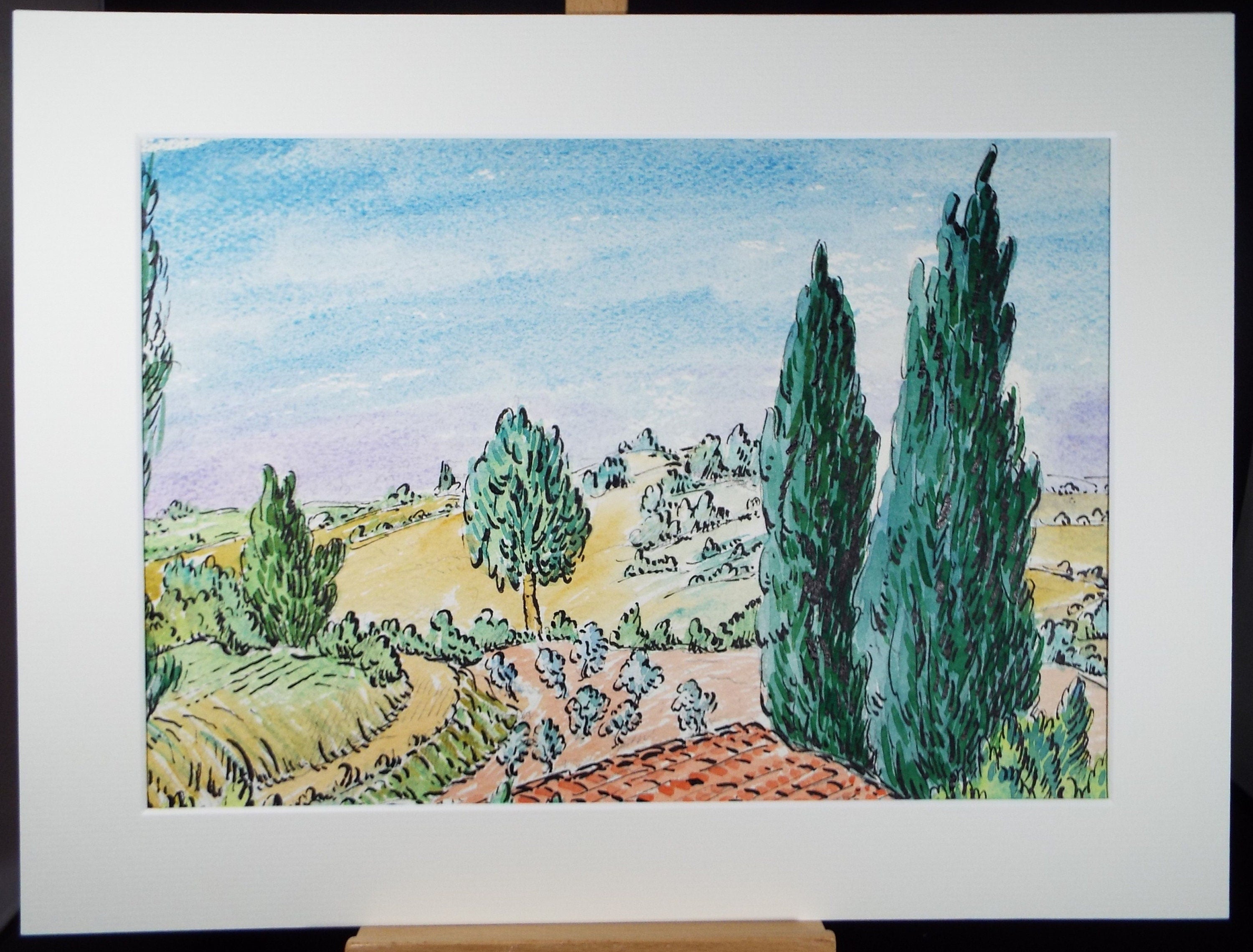 Original Watercolour & Pencil, 'Mougins', Cicely Glyn de Beers (1891-1973), Dated 1960