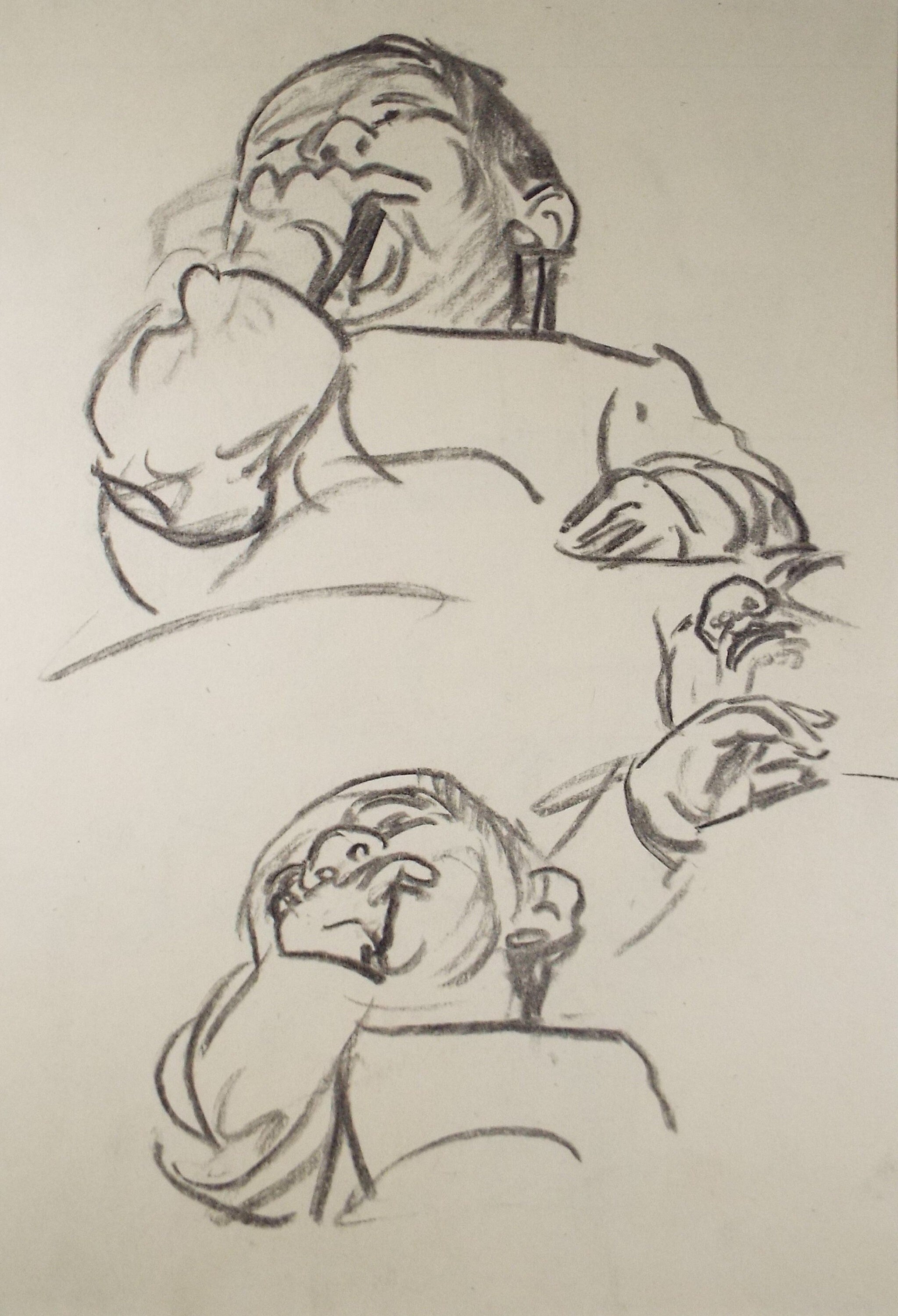 Original Conte Drawing, 'Baby Study', Leslie Duxbury ARCA (1921-2001), Circa 1970's