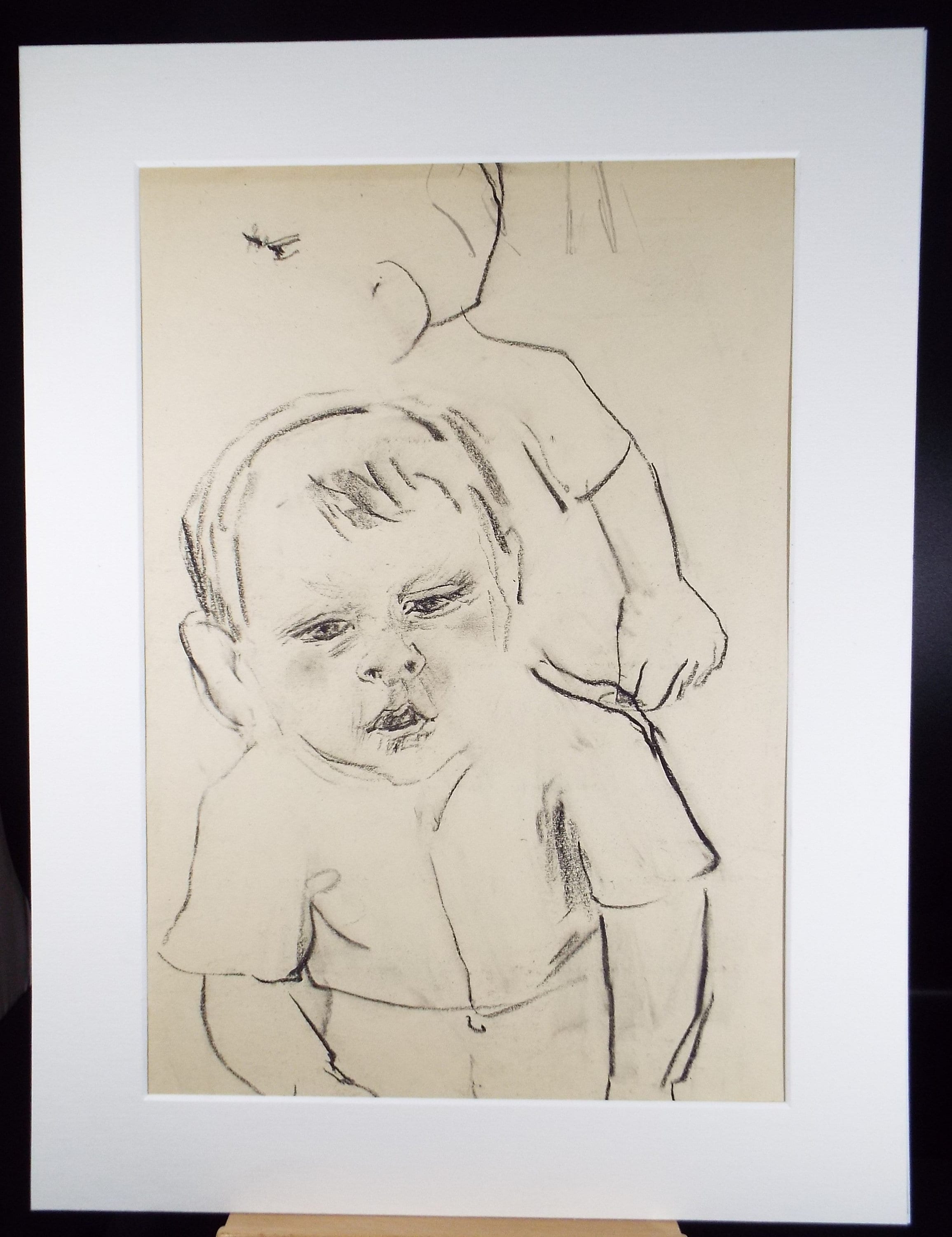 Original Conte Drawing, 'Child Playing', Leslie Duxbury ARCA (1921-2001), Circa 1970's