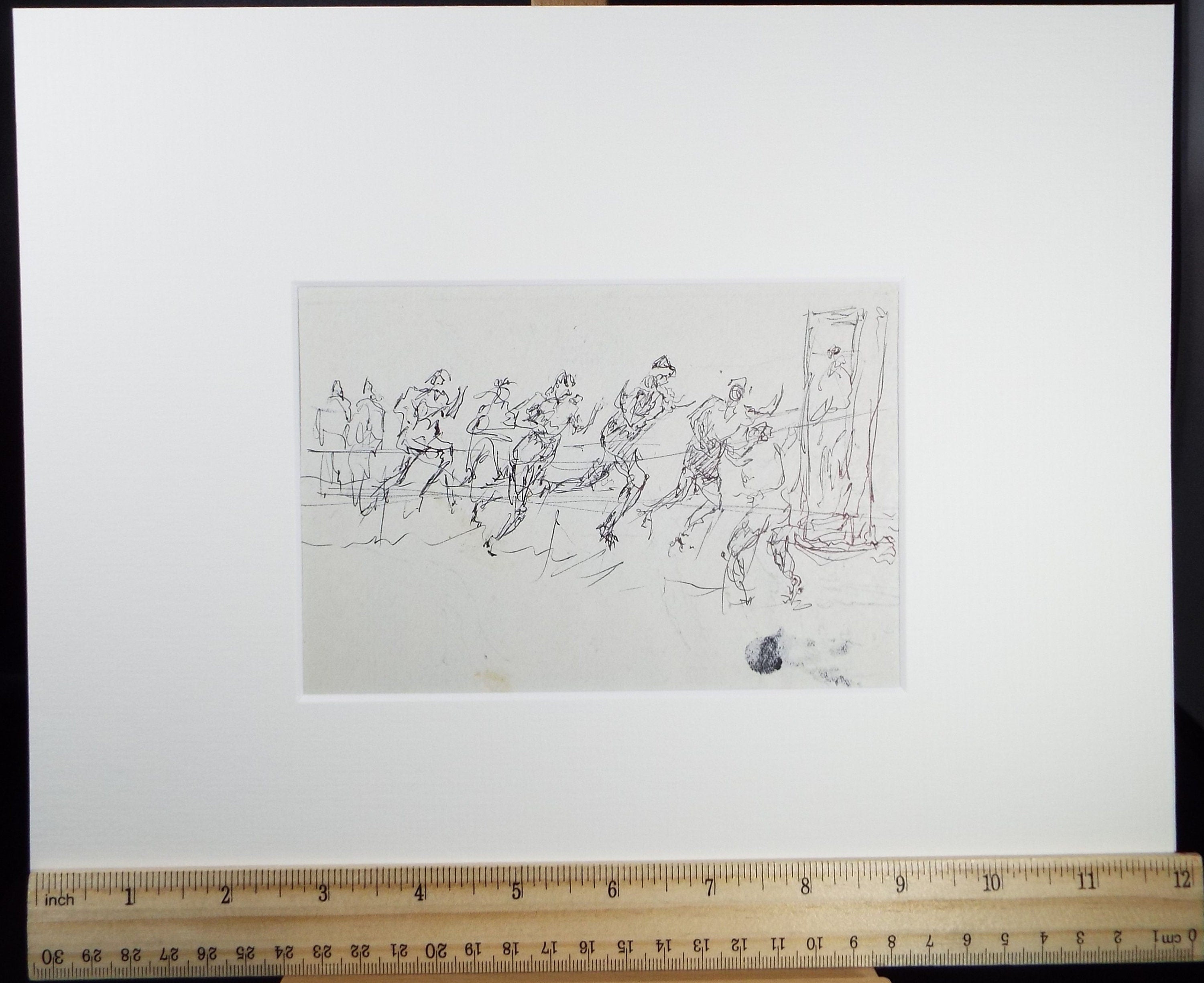 Original Pen & ink sketch, 'Football Match', Hugh McKenzie (1909-2005), Mid 20th Century