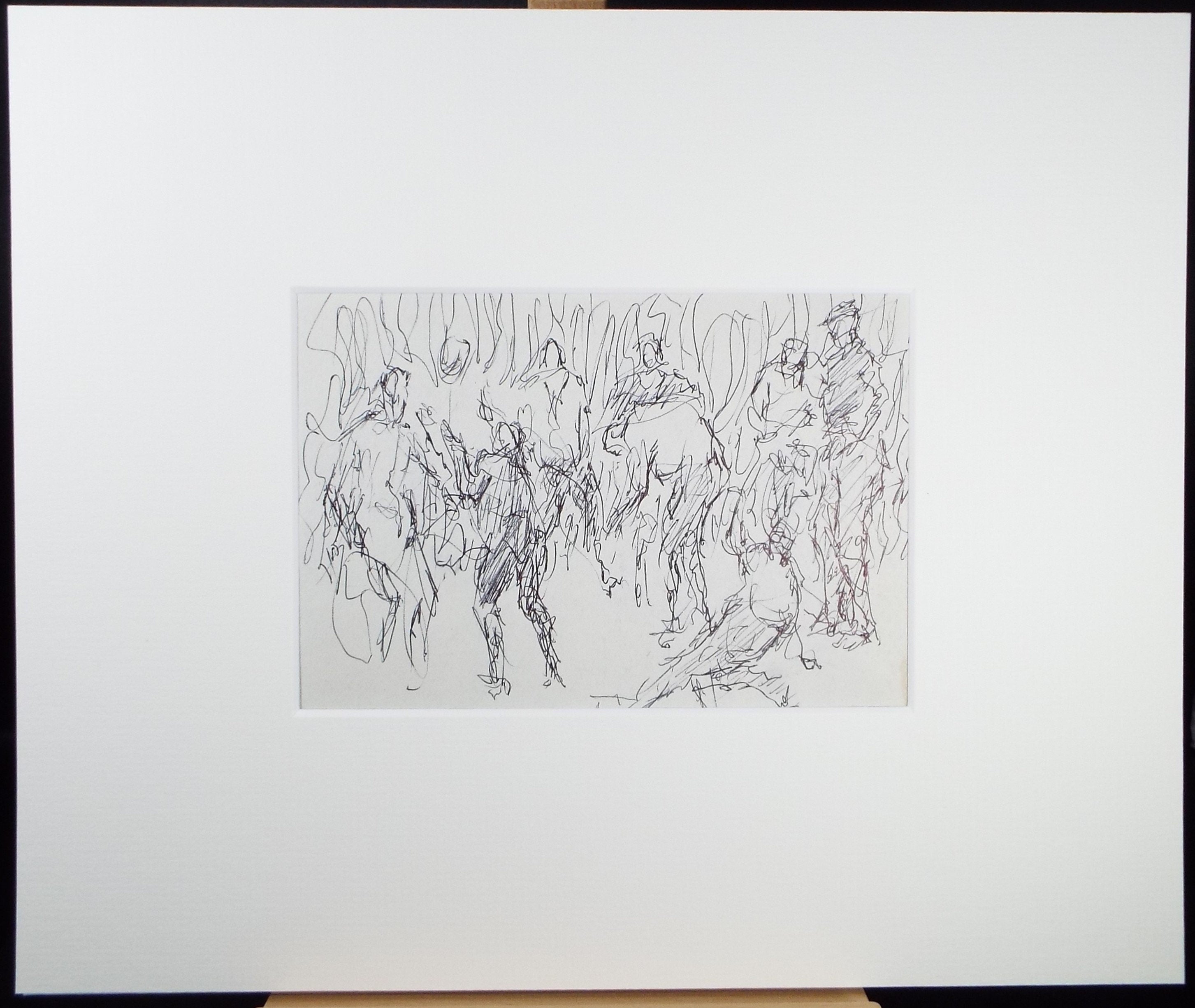 Original Pen & ink sketch, 'Group of Figures', Hugh McKenzie (1909-2005), Mid 20th Century