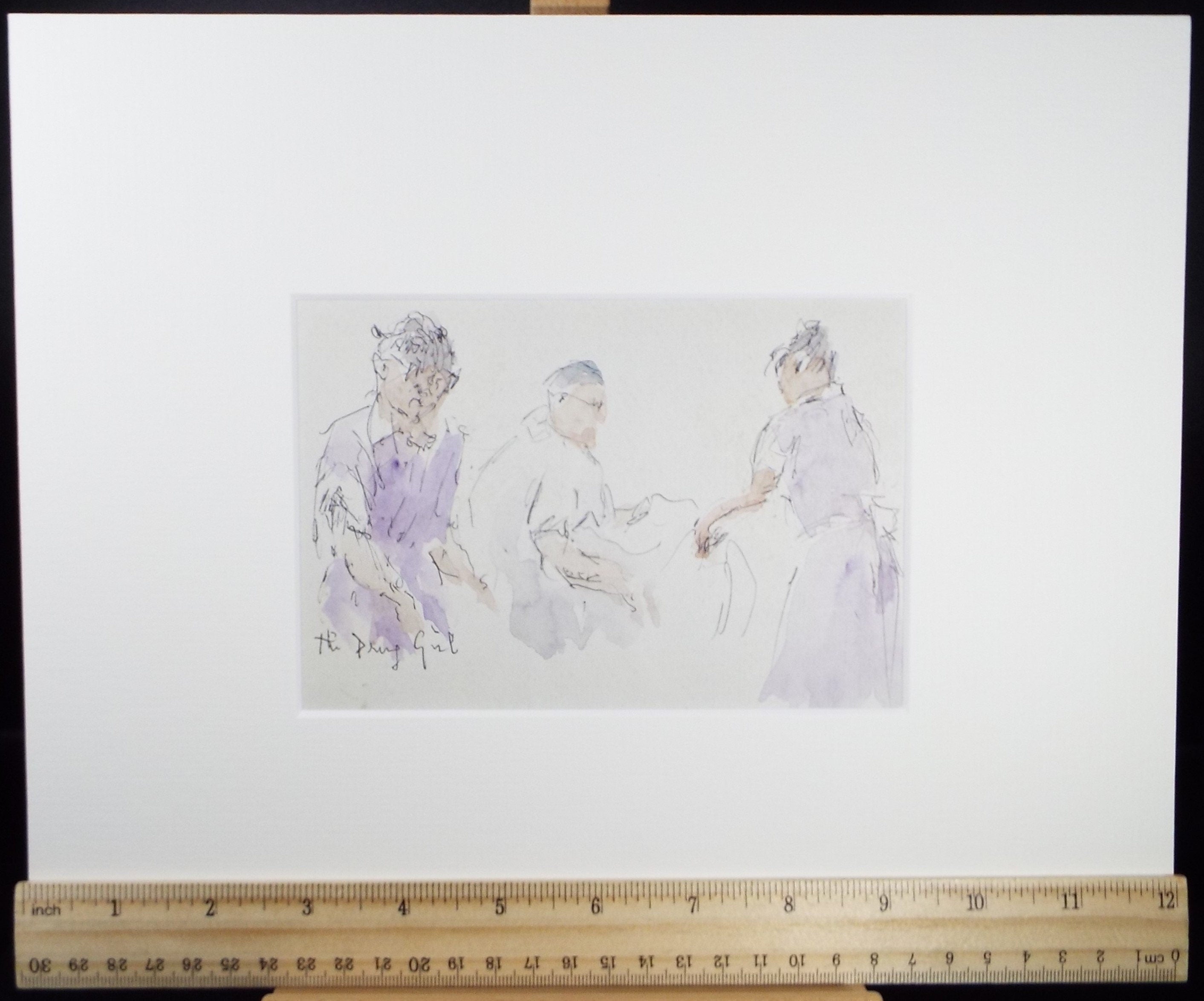 Original watercolour sketch, 'Group of Figures', Hugh McKenzie (1909-2005), Mid 20th Century