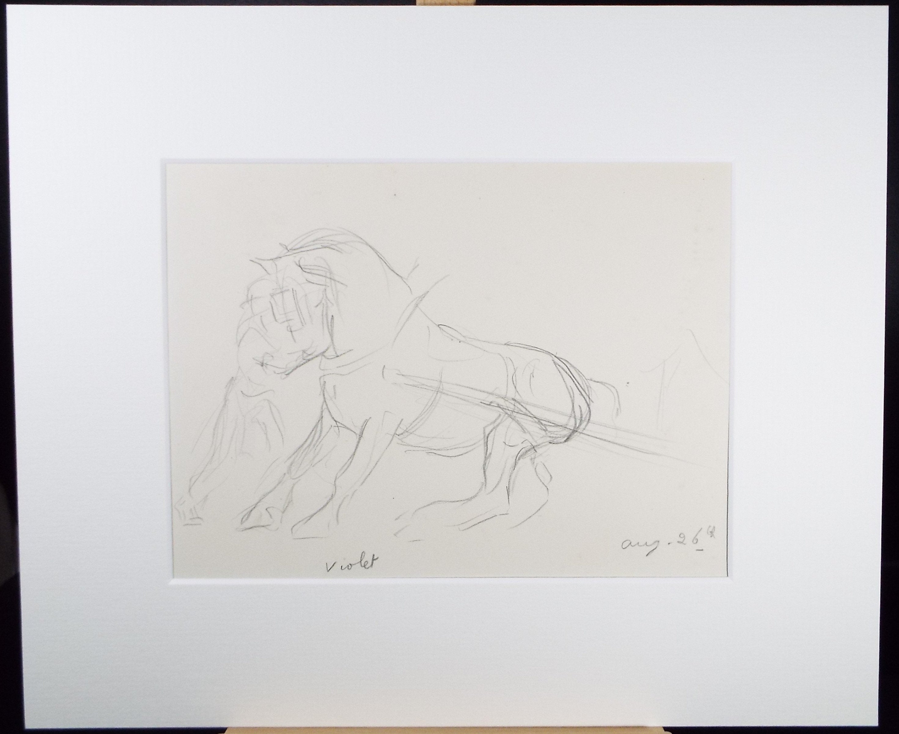 Original Pencil Sketch,'Study of a Heavy horse', Helen Collins (1921-1990), circa 1938/9
