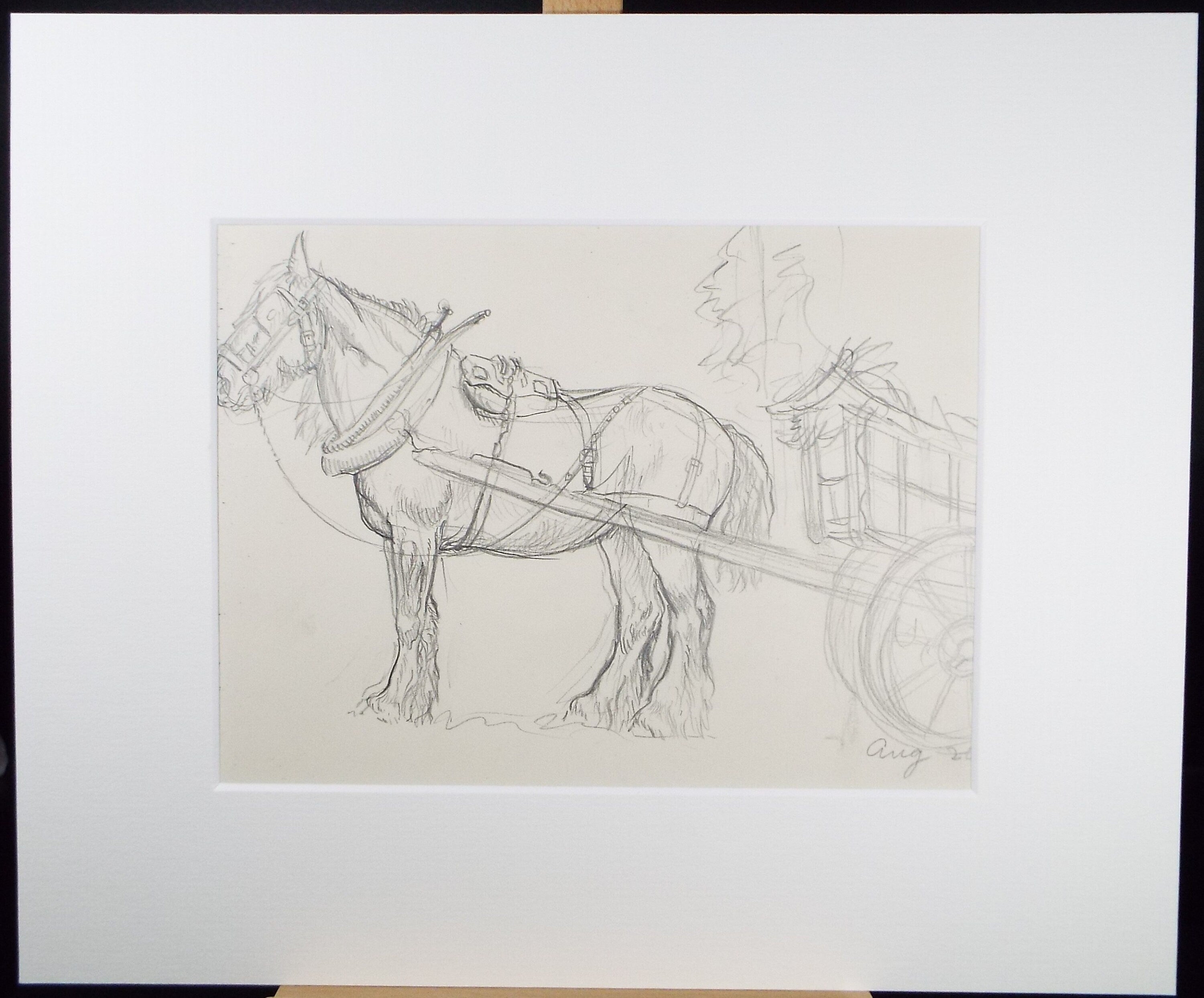 Original Pencil Sketch,'Study of a Heavy horse', Helen Collins (1921-1990), circa 1938/9