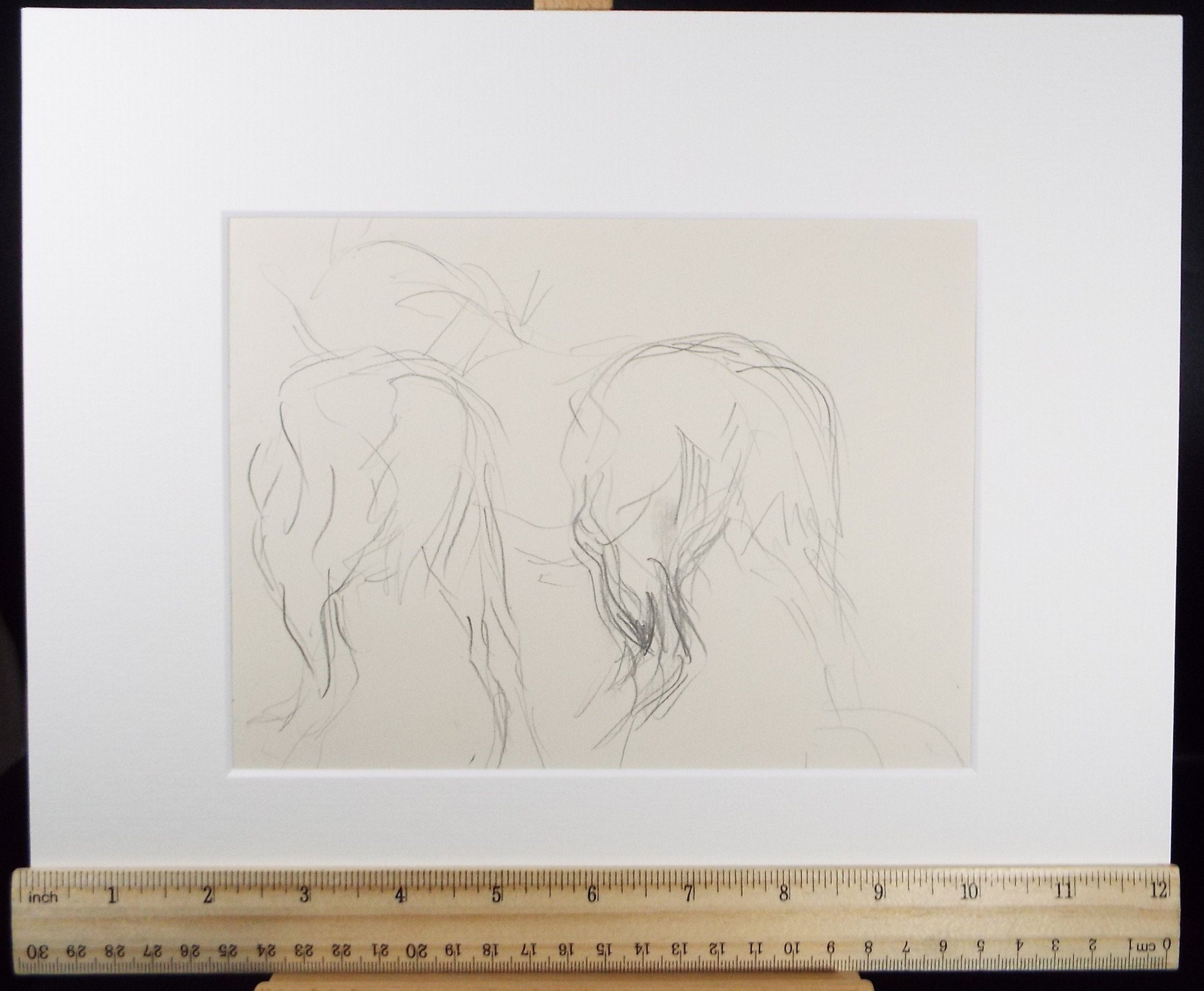 Original Pencil Sketch,'Study of Heavy horses', Helen Collins (1921-1990), circa 1938/9