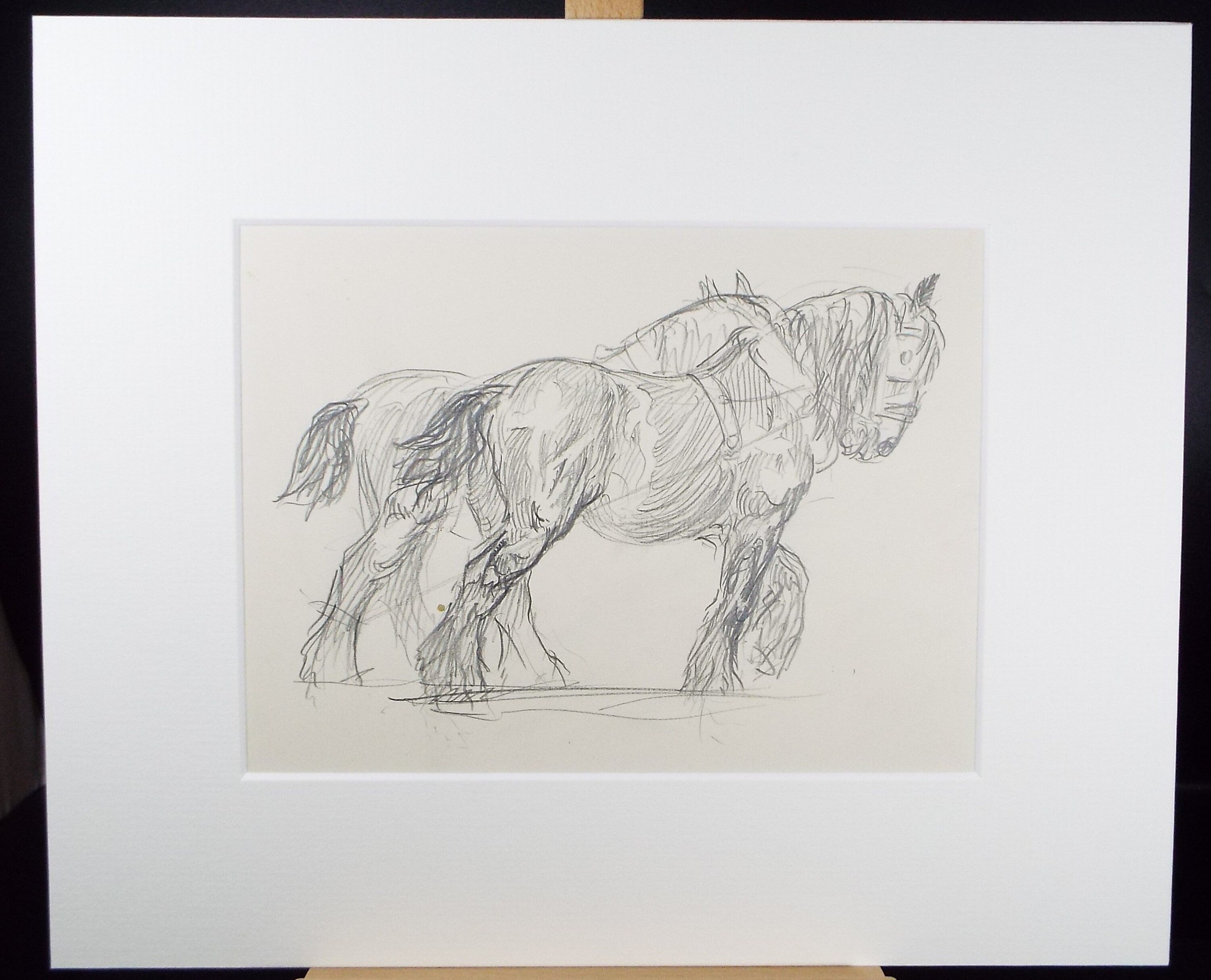 Original Pencil Sketch,'Study of Heavy horses', Helen Collins (1921-1990), circa 1938/9